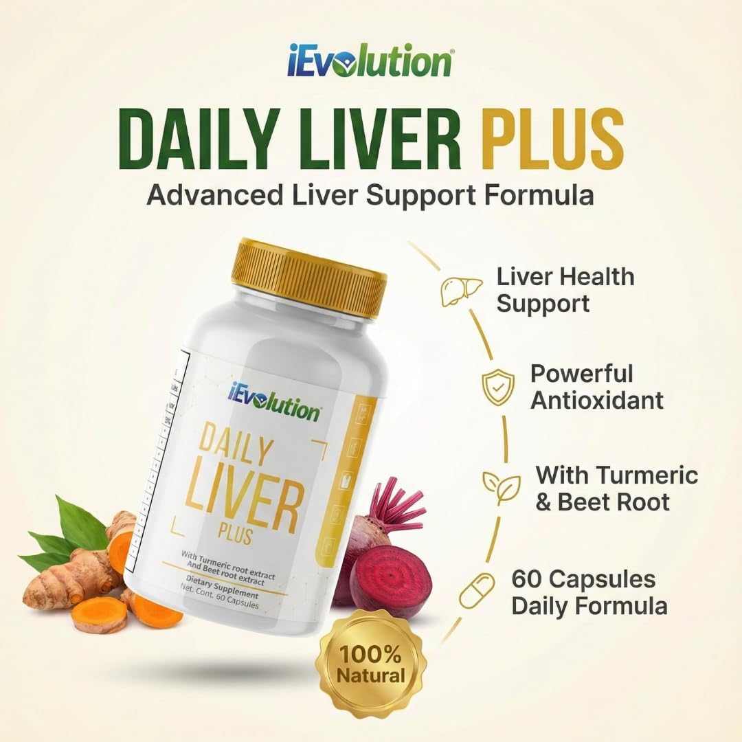 Daily Liver Plus Liver | 60 Capsules Liver Cleanse Detox & Support Supplement with Milk Thistle, Dandelion, Turmeric, Artichoke for Enhanced Liver Health & Repair - Ideal for Daily Use