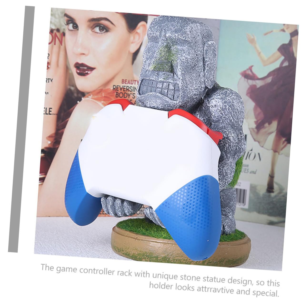 Tofficu Supporto Controller Gaming in Resina a Forma di Statua Moai, Multiuso e Durevole, per Desktop e Casa, Accessorio Postazione Gaming Originale