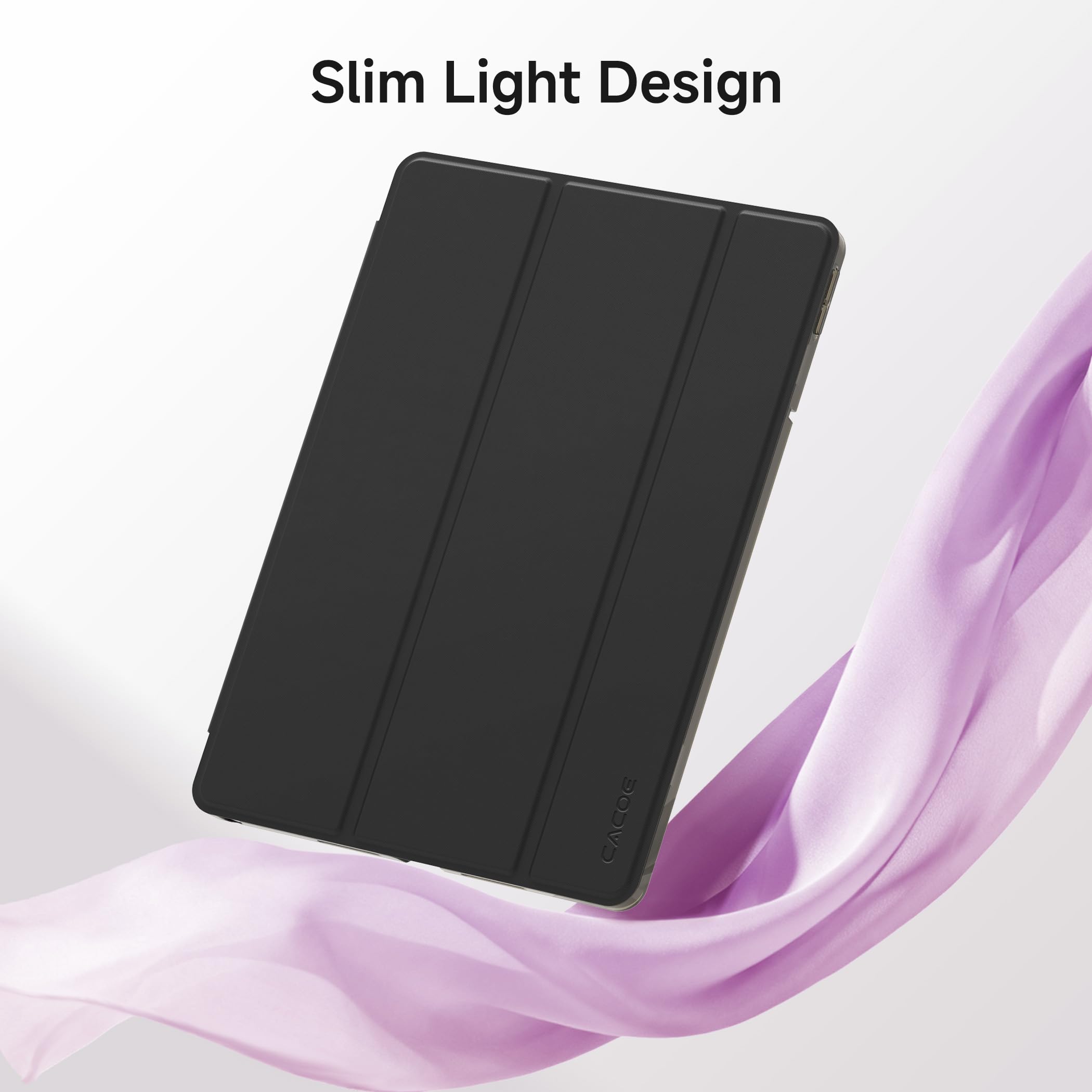 CACOE Funda para Lenovo Idea Tab de 11 pulgadas 2025 con película protectora - Ultra delgada con función de soporte, funda de piel sintética delgada, negra — view 3
