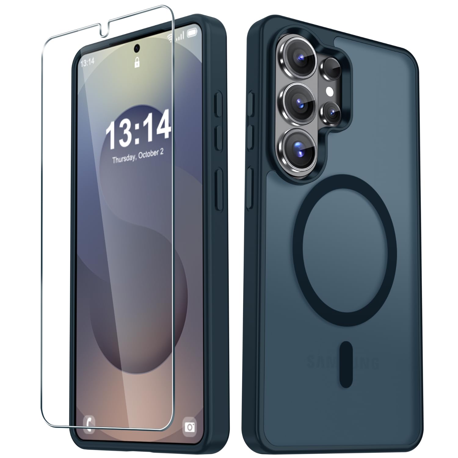 for Samsung Galaxy S26 Ultra Case, Matte Magnetic Phone Cover, Navy Blue | Fit for MagSafe, Screen Protector included, Shockproof Military Grade Protection, Translucent Frosted Back