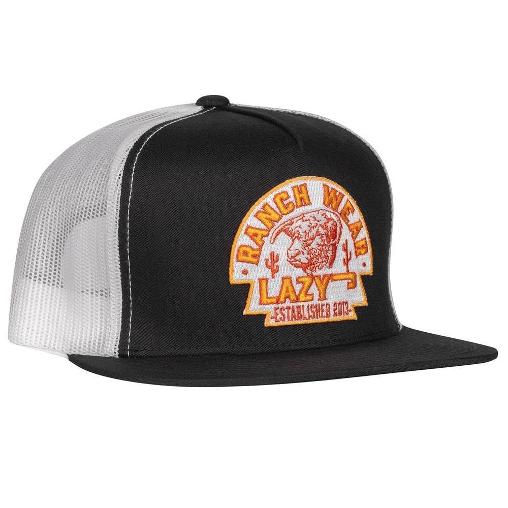 Lazy J Ranch Black & White Rusty Arrowhead Classic Five Panel Trucker Hat - Adjustable Unisex Country Hats, Vintage Trucker Hat