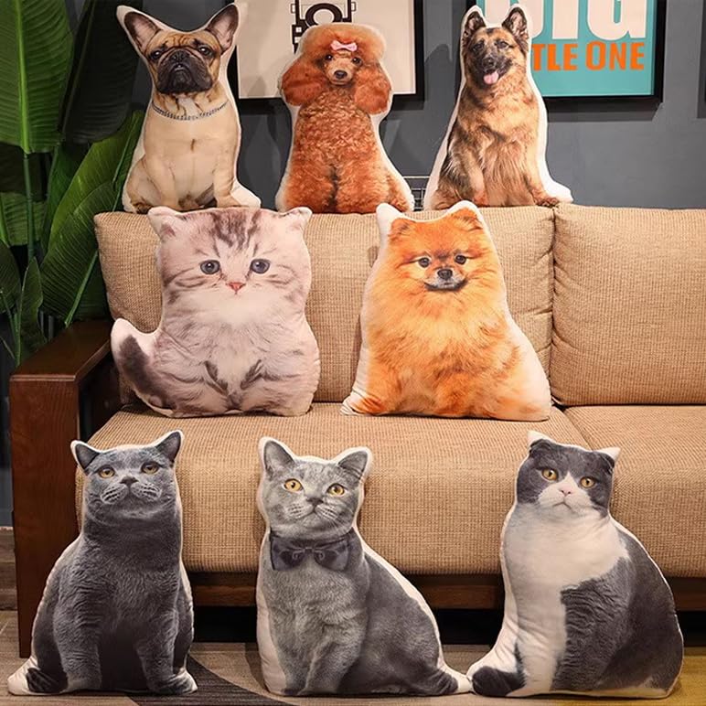 Personalisiertes Foto Haustier Kissen, Benutzerdefinierte Hund Katze Geformtes Kissen, 3D Wurfkissen Doppelseitiger Druck mit Bild, für Geburtstag, Weihnachten, Wohnkultur Geschenke, 32 inches/80cm