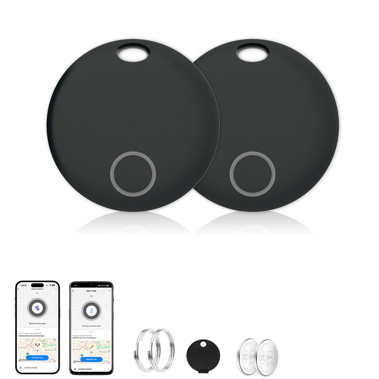 Confezione da 2 etichette per tracciamento bagagli, compatibili con app TUYA, compatibili sia con iOS che Android, localizzatore di chiavi con suono, smart tag, ricerca oggetti per chiavi, borse,