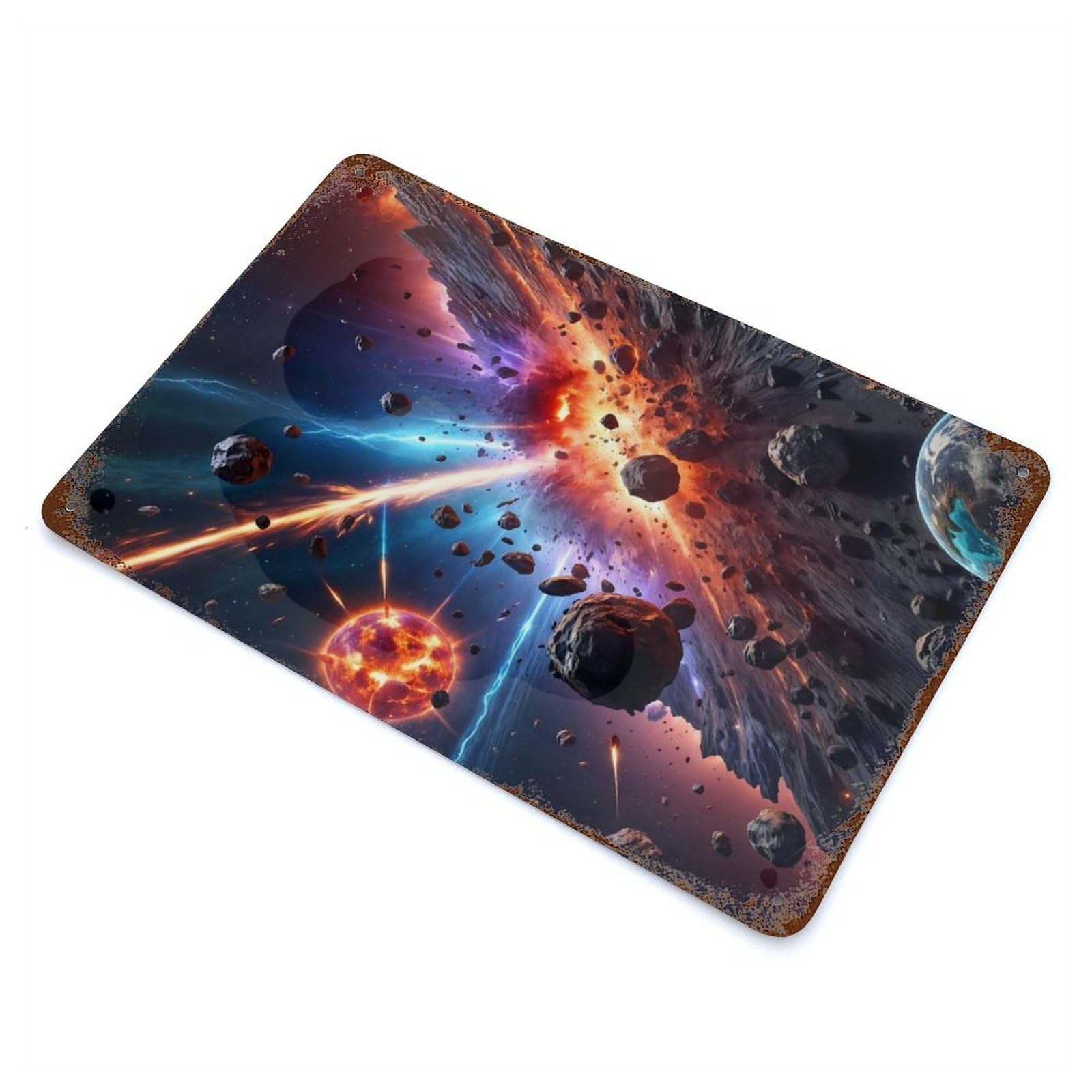 Chaos in Space Decorative Tin Sign 11.8"x7.9", for Cafe, Home Bar And Lounge Decor, Decorative Metal Wall Art
