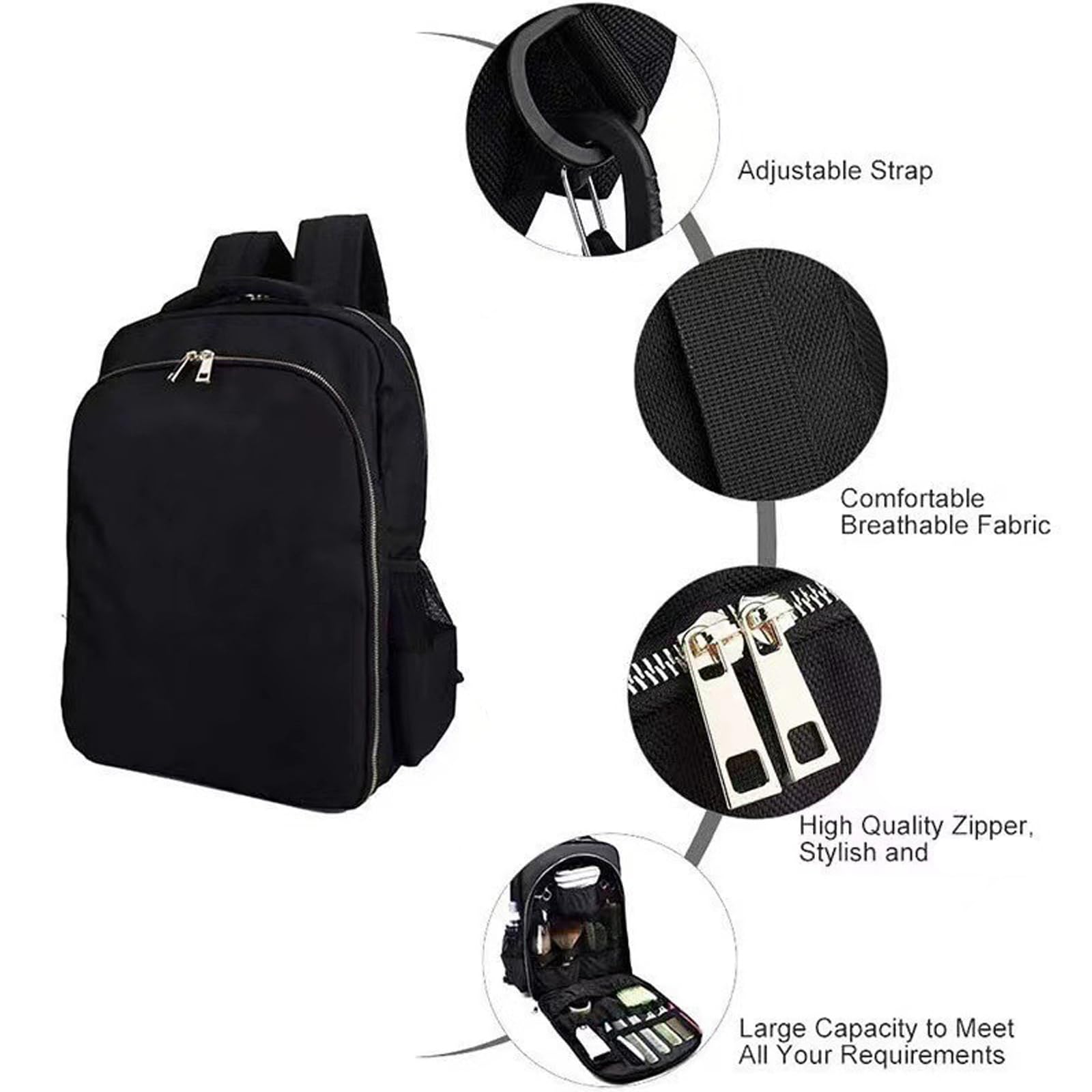 Bolsa de viaje de aseo Mochila de tela Oxford Correas elásticas