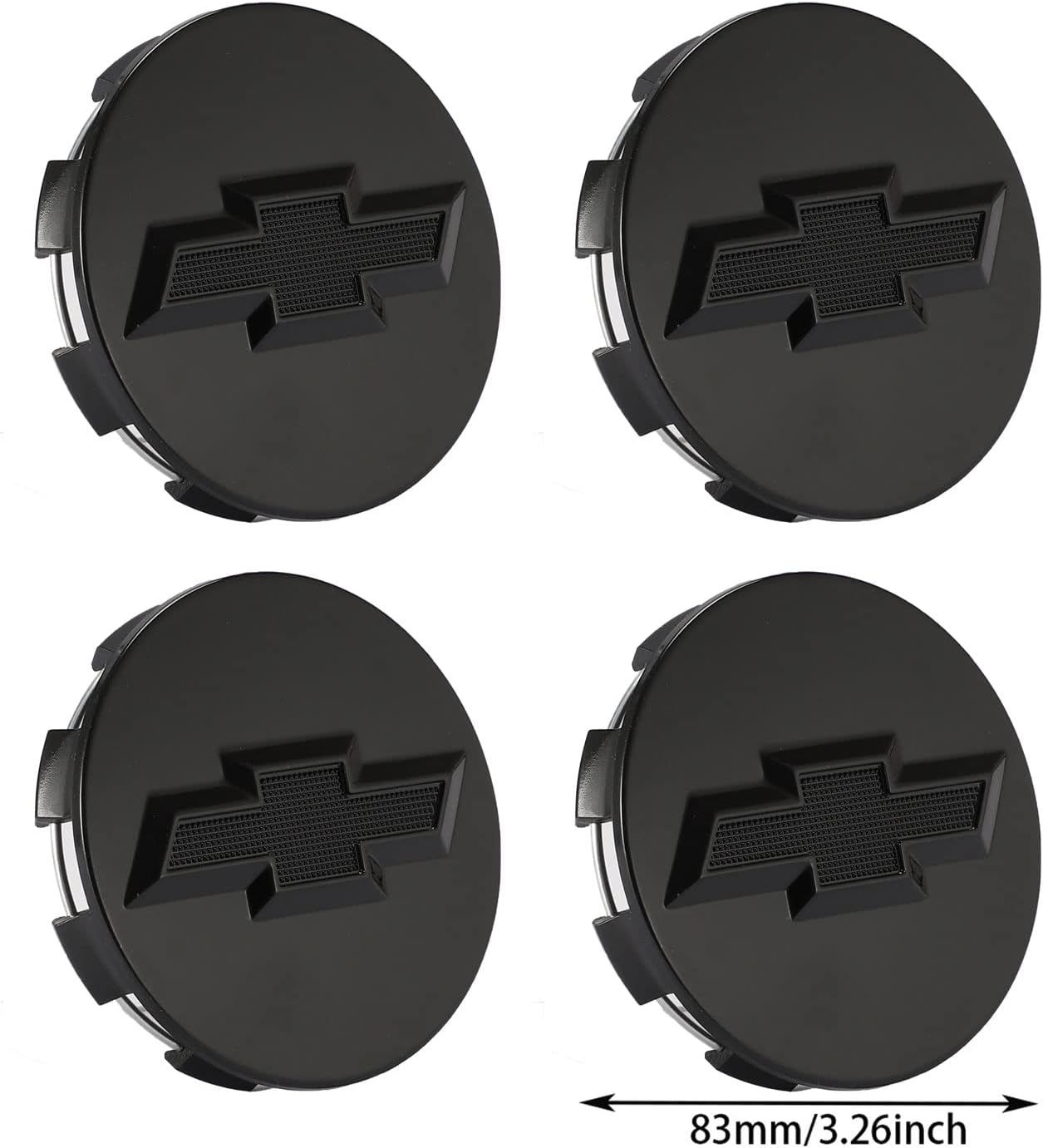 4pcs Set Fit Chevy Wheel Center Caps,83mm/3.27 Wheel Hub Caps Compatible with Chevrolet (Black & Silver) : Automotive