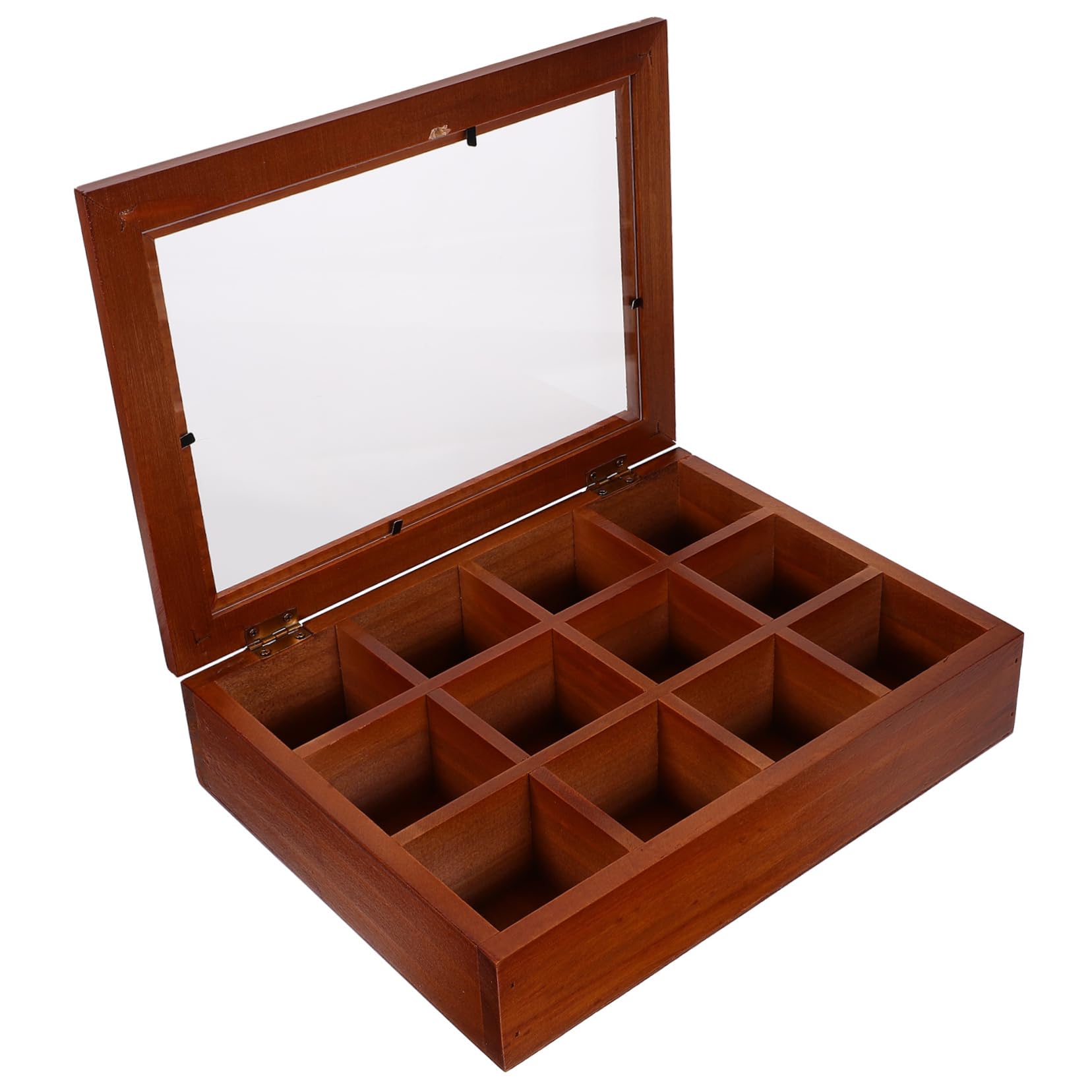 Teebox für Essbereich und Unterwegs mit 12 Fächern und Durchsichtigem Acryl Deckel Platzsparend und Einfach zu Organisieren