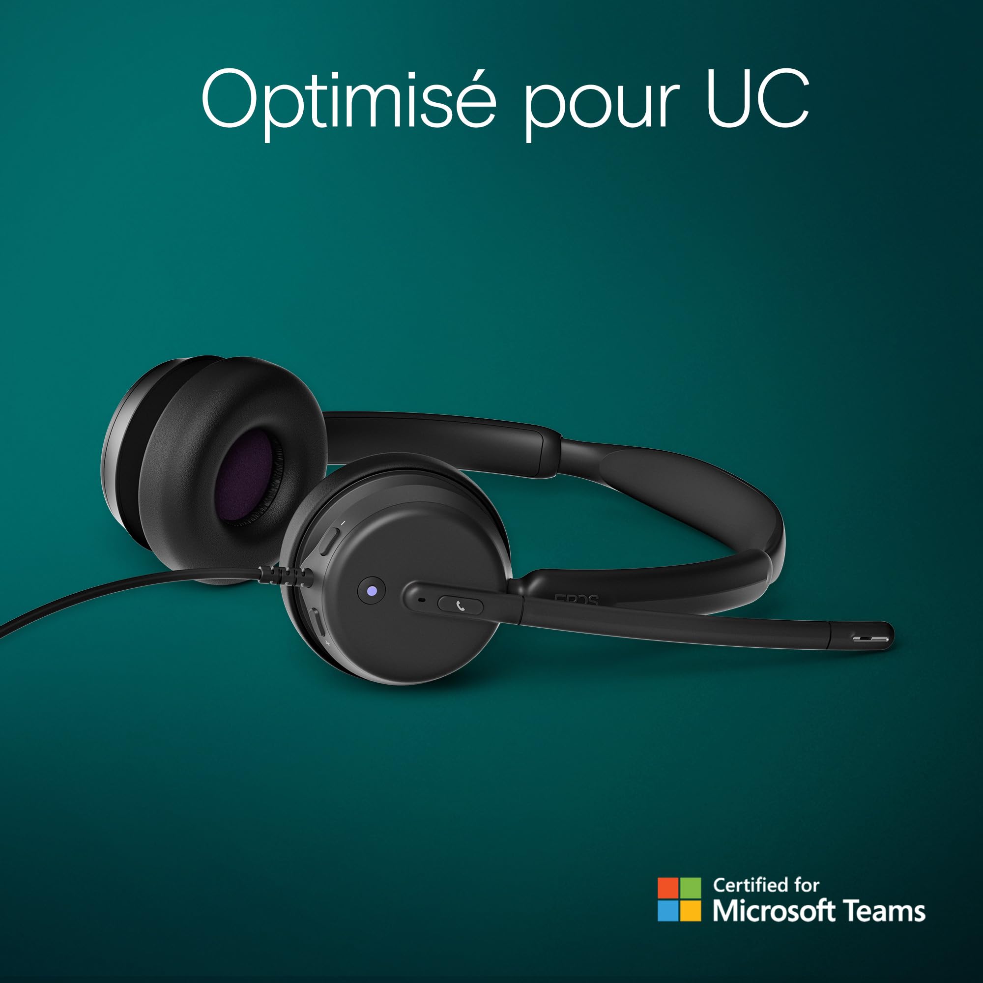 EPOS Impact 460T Casque Binaural on-Ear USB-C & USB-A avec Double Micro Anti-Bruit, Certifié Microsoft Teams, Plug-and-Play, Idéal pour Bureau, Travail à Distance, Zoom et Appels Business