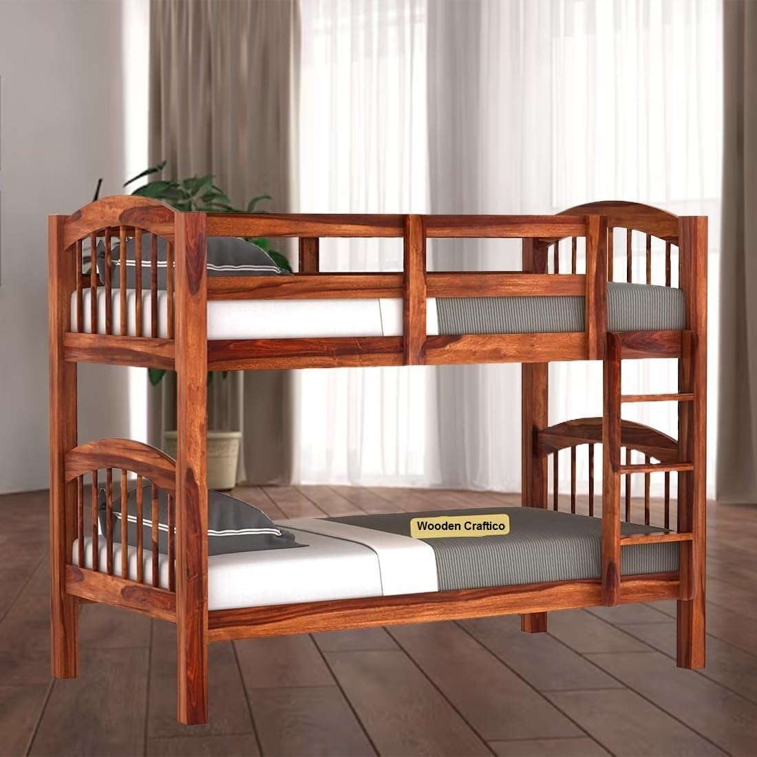 Wooden Craftico Sheesham Wood Bunk Bed Without Storage Wooden Double Bed Bed Furniture for Bedroom Living Room Home (Honey Finish) (B0CKKHL11X) Amazon Price History, Amazon Price Tracker