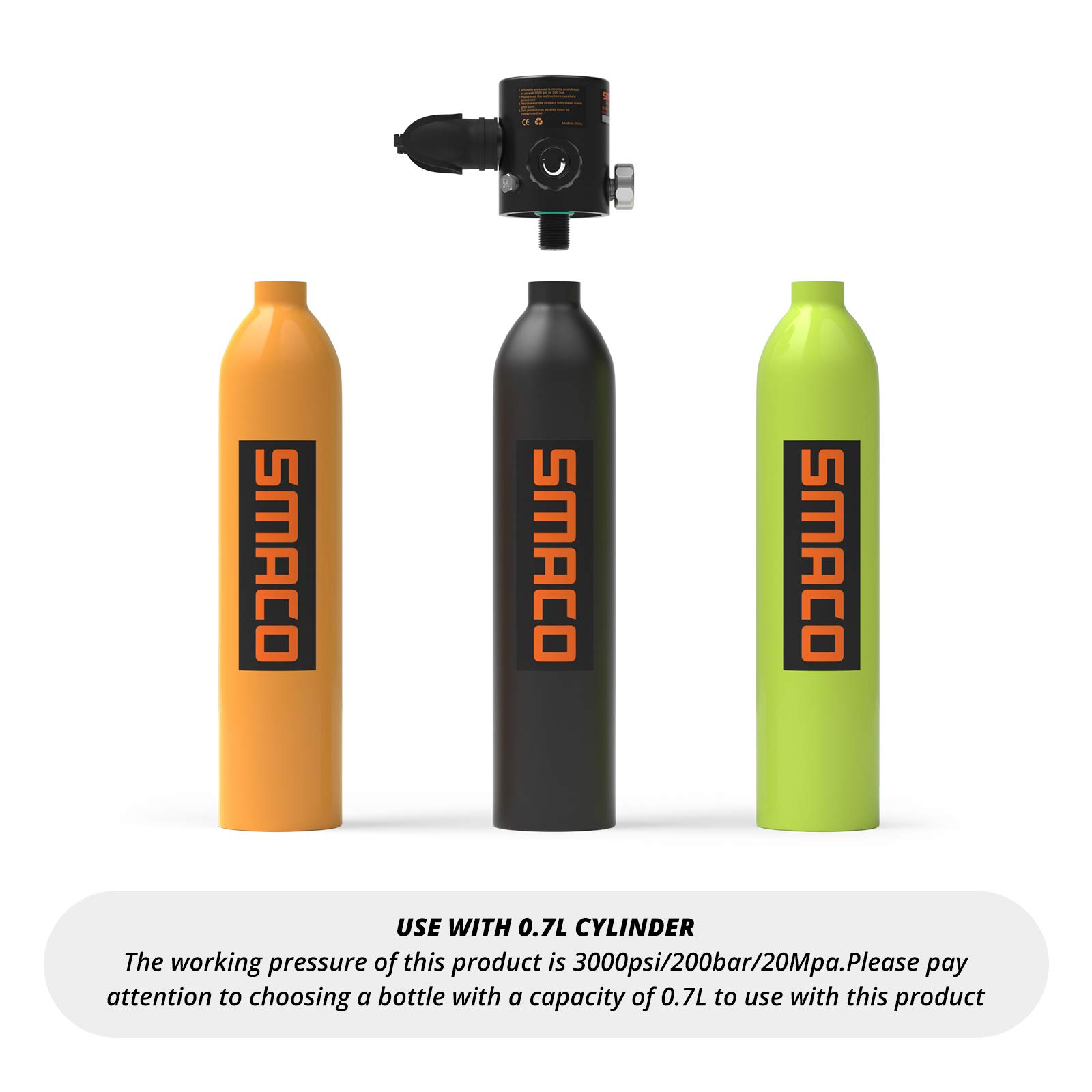 SMACO Scuba Diving Valve M18x1.5 First Level Pressure Reducing Valve 3000Psi Breathing Head for Diving Oxygen Cylinder