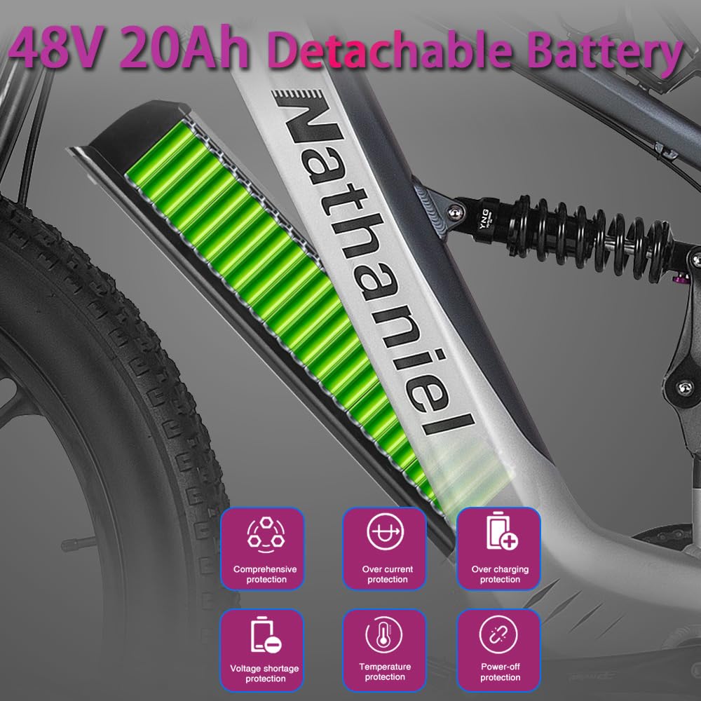 Nathaniel SYR09 Adult Electric Bike, Dual Motor,26 * 4.0Fat Tires,48V20Ah, All Terrain Off-Road E-Bike
