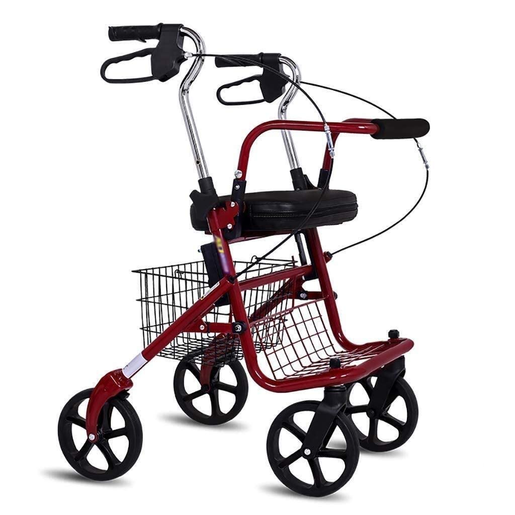 Stary wózek na zakupy Rollators 4 koła z siedziskiem składany ręczny wózek na zakupy, aby kupić skuter do żywności ADITAM Walker może siedzieć w podeszłym wieku Double the comfort