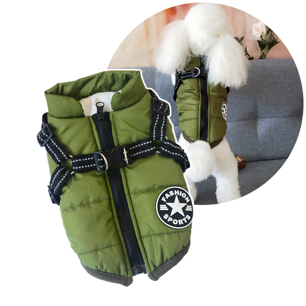 Oncpcare 犬服 一体型綿入れを牽引する 犬 ベスト 綿服コート 猫 小型犬 中型犬 服 お散歩 軽量 着脱簡単 秋 冬 防寒 防水ジャケット 暖かい ペット服（サイズ：L） - 1