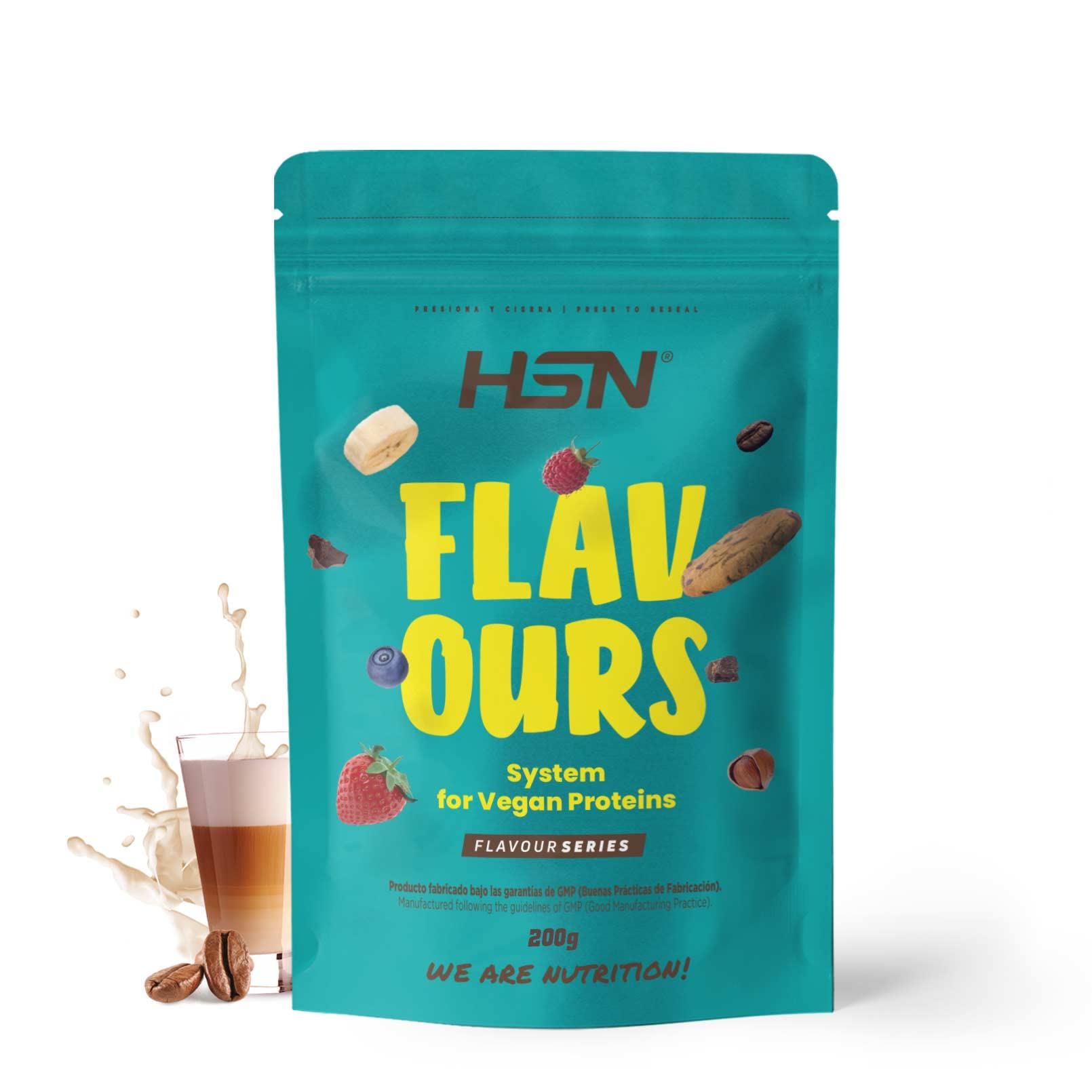 Saborizante para Proteínas Vegetales HSN Café Frappé 200 g 66 Tomas Keto Vegana No-GMO Sin Gluten