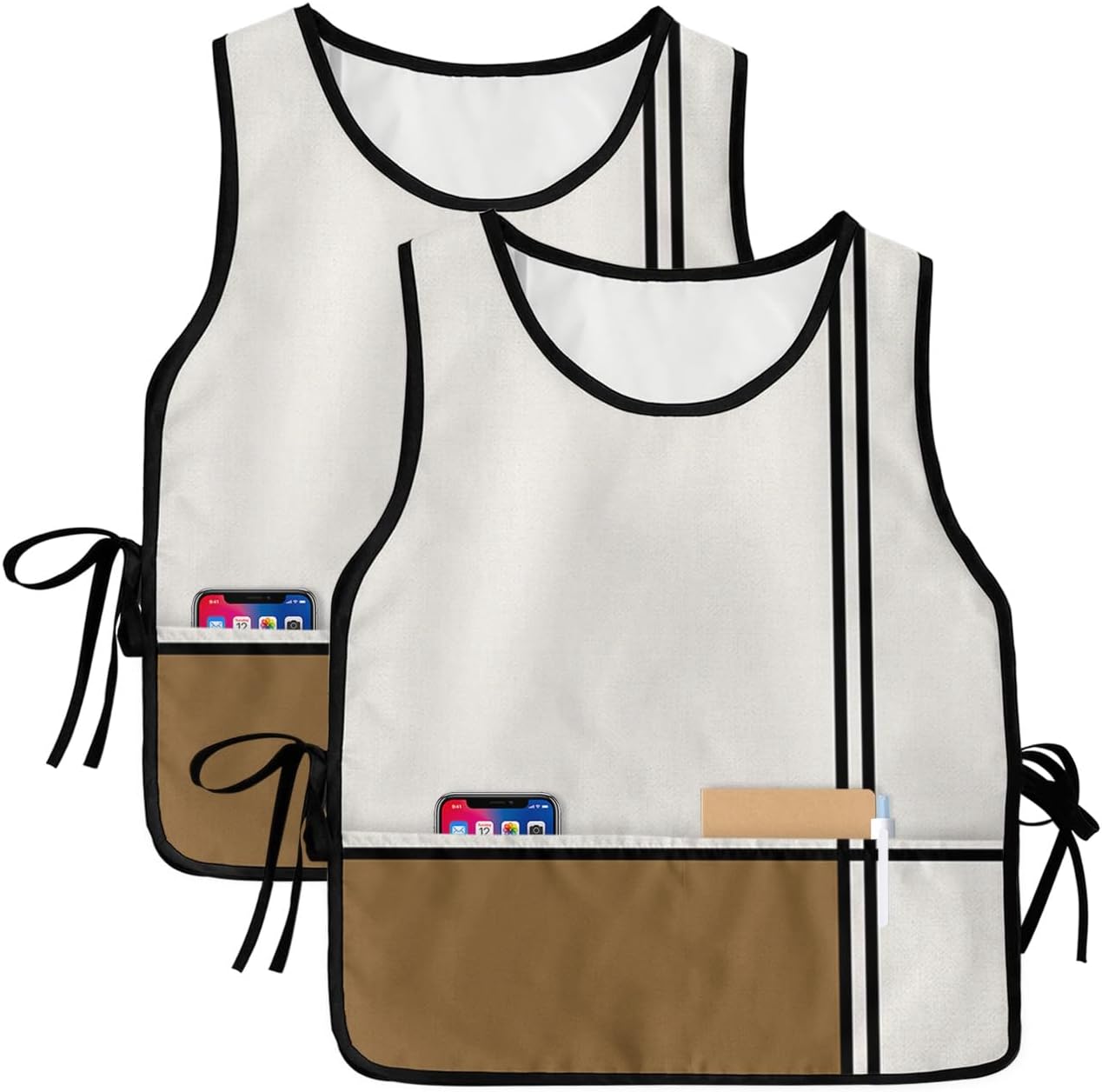 Southwest Boho Cobbler Aprons with 2 Pockets for Women Men, Vintage Brown Abstract Geometric Native American Tribal
