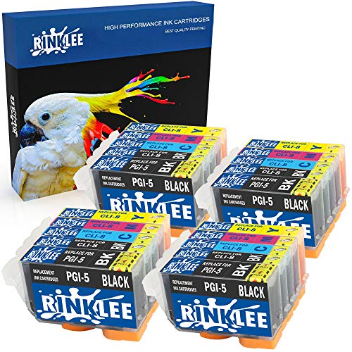 RINKLEE 20 Kompatible PGI-5 CLI-8 Druckerpatronen Ersatz für Canon PIXMA iP4200 iP4300 iP4500 iP5200 iP5200R iP5300 MP500 MP600 MP600R MP610 MP800 MP800R MP810 MP830 MX850 Cover