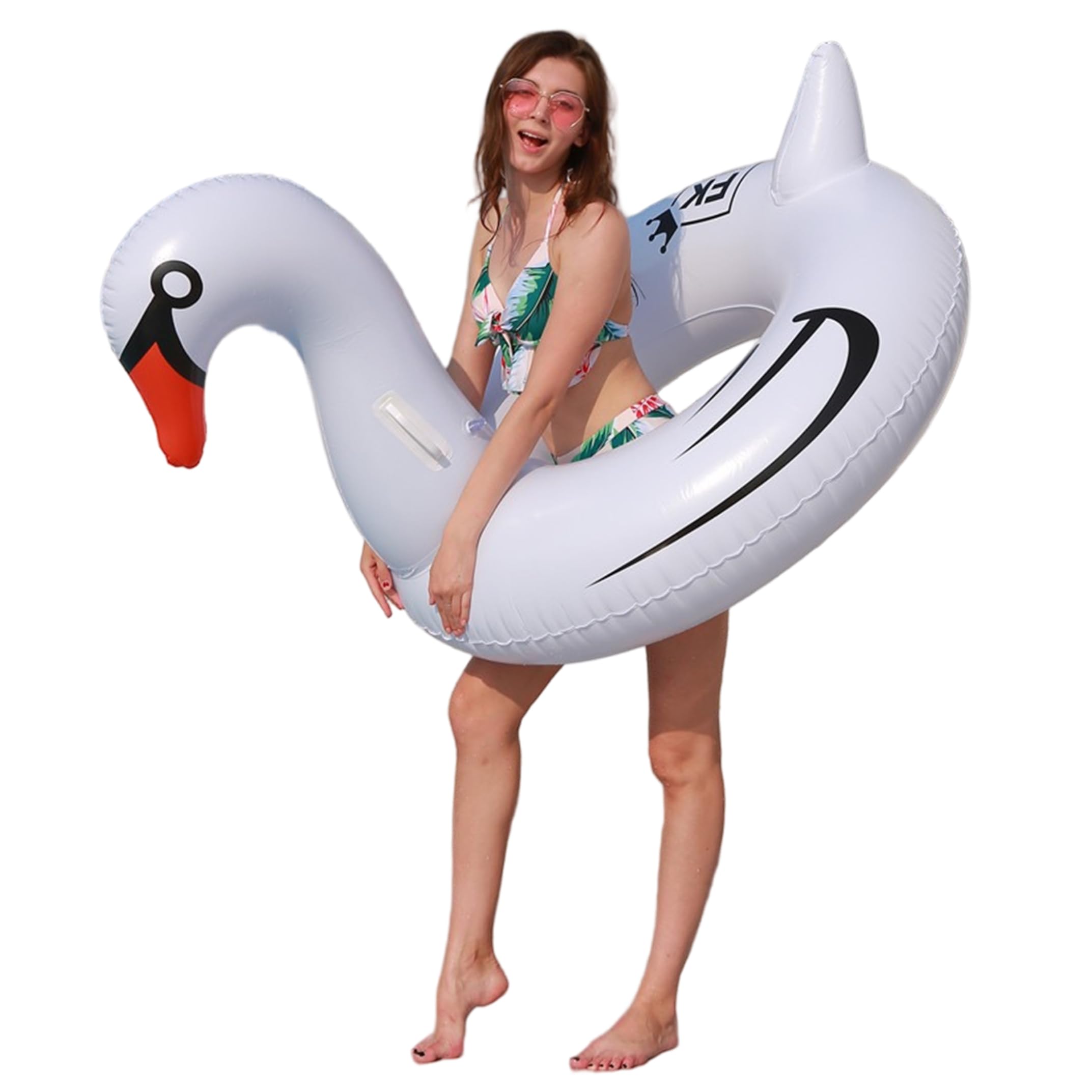 Flotteur de Piscine Swan, Flotteur de Piscine géant 47, 24 Pouces, flotteurs gonflables piscines d'animaux en PVC pour Adultes et Enfants, Blanc
