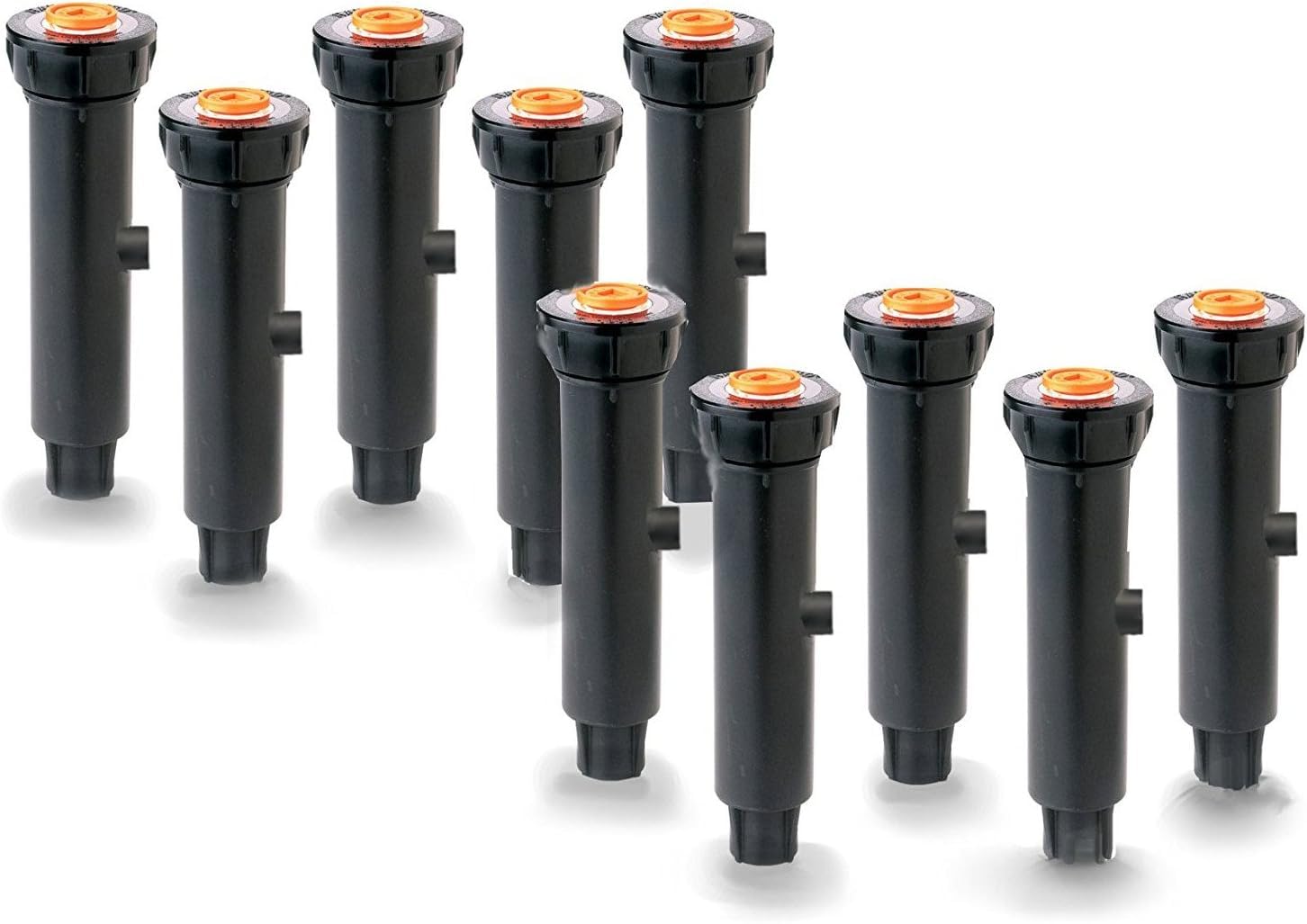 Suinga Pack 10 DIFUSOR DE RIEGO, Altura 24 cm. Aspersor de riego SIN tobera. Rosca 1/2". Altura Emergencia 15 cm, utilizando para superar Altura de Plantas y arbustos, Negro