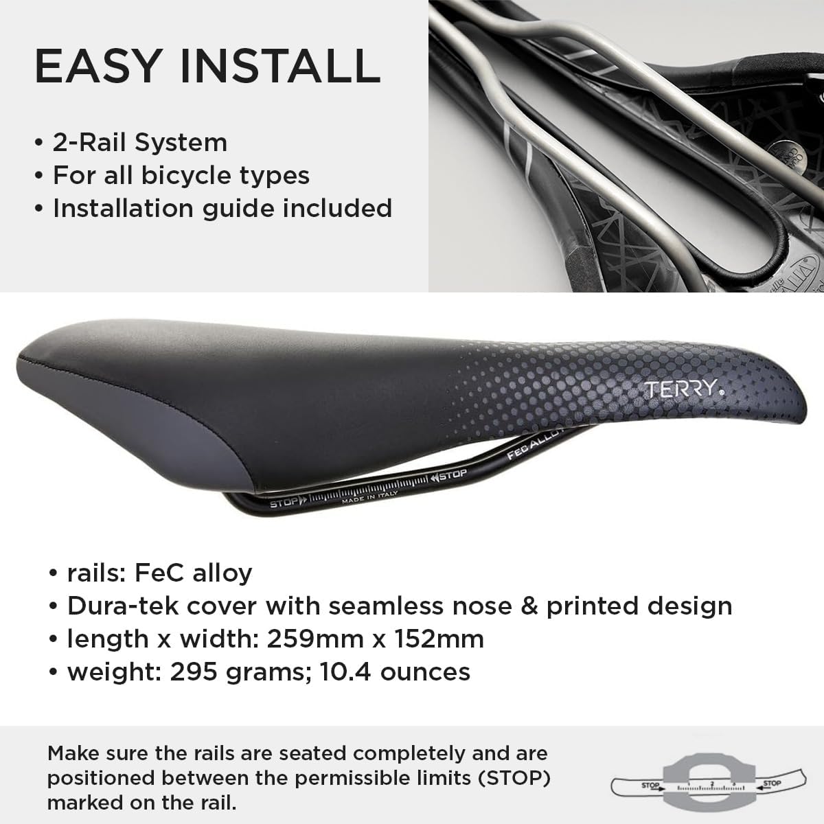 Terry Falcon X Bike Saddle - Bicycle Seat for Women - Flexible & Comfortable - Black Dura-Tek Cover, Low Profile