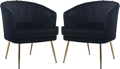 civama Juego de 2 sillas de barril decorativas de terciopelo, sillón lateral tapizado de diseño moderno, cómodo sofá individual con patas de metal