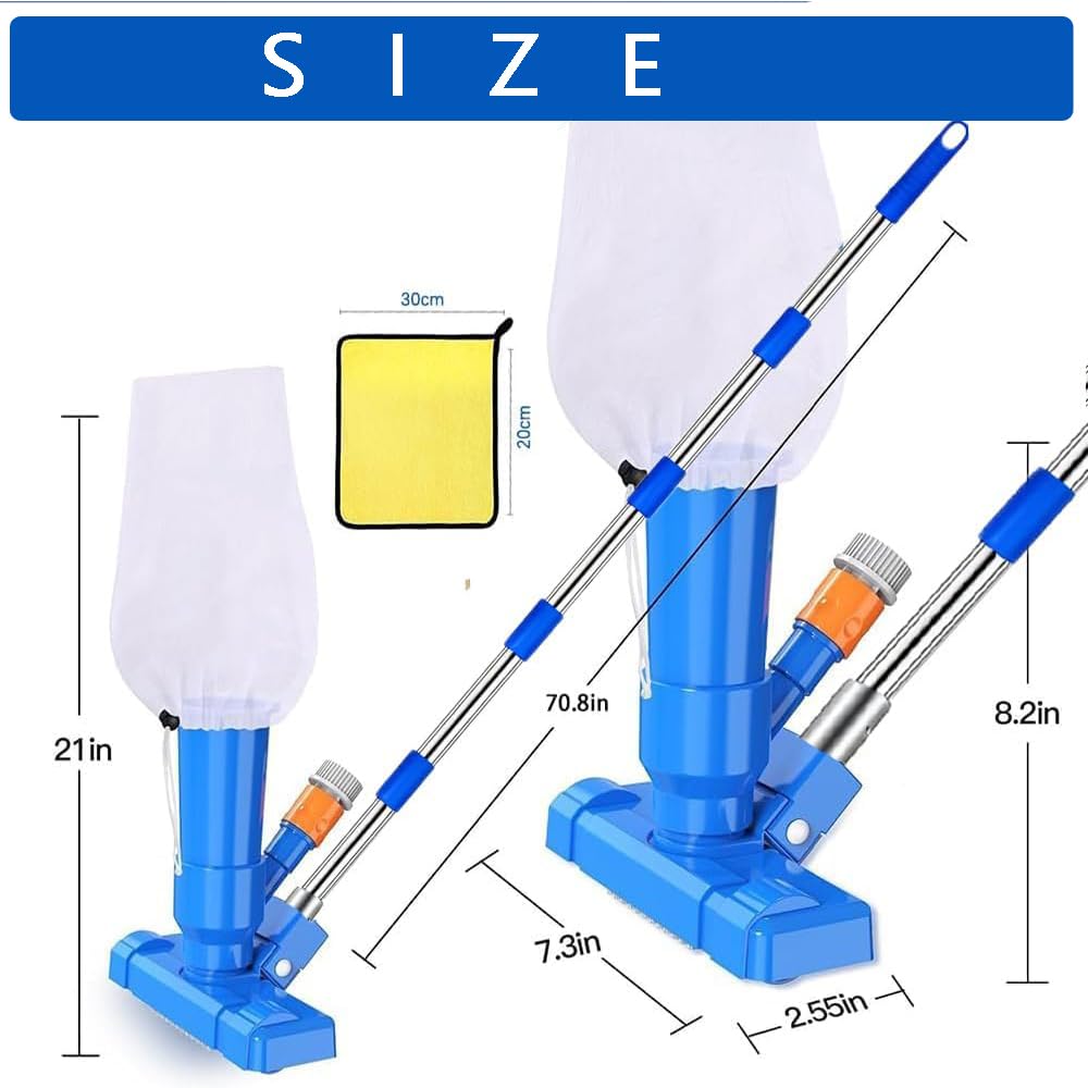 Poolsauger Bodensauger mit Teleskopstange 180cm, Pool Reinigung Bodensauger Set, Staubsauger Unterwasser mit Laubsack, Pool Sauger Boden, Pool Staubsauger, für Schwimmbad, Teich, Whirlpool, Bad