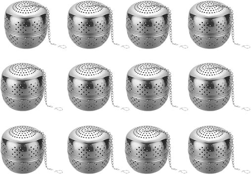 12PCS Stainless Steel Ball Tea Leak Ball Tea Leak Mesh Filter Strainer Tea Infuser M Stainless Steel Tea Infuser Tea Leak Ball Tea Mesh Filter Strainer Tea Brewing Tool