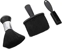 Kit 3 Peças Escova de Limpeza de Cabelo e Coletor de Poeira do Pescoço para Cabeleireiro e Barbeiro | Escova Espanadora Profissional para Salão de Beleza e Corte de Cabelo