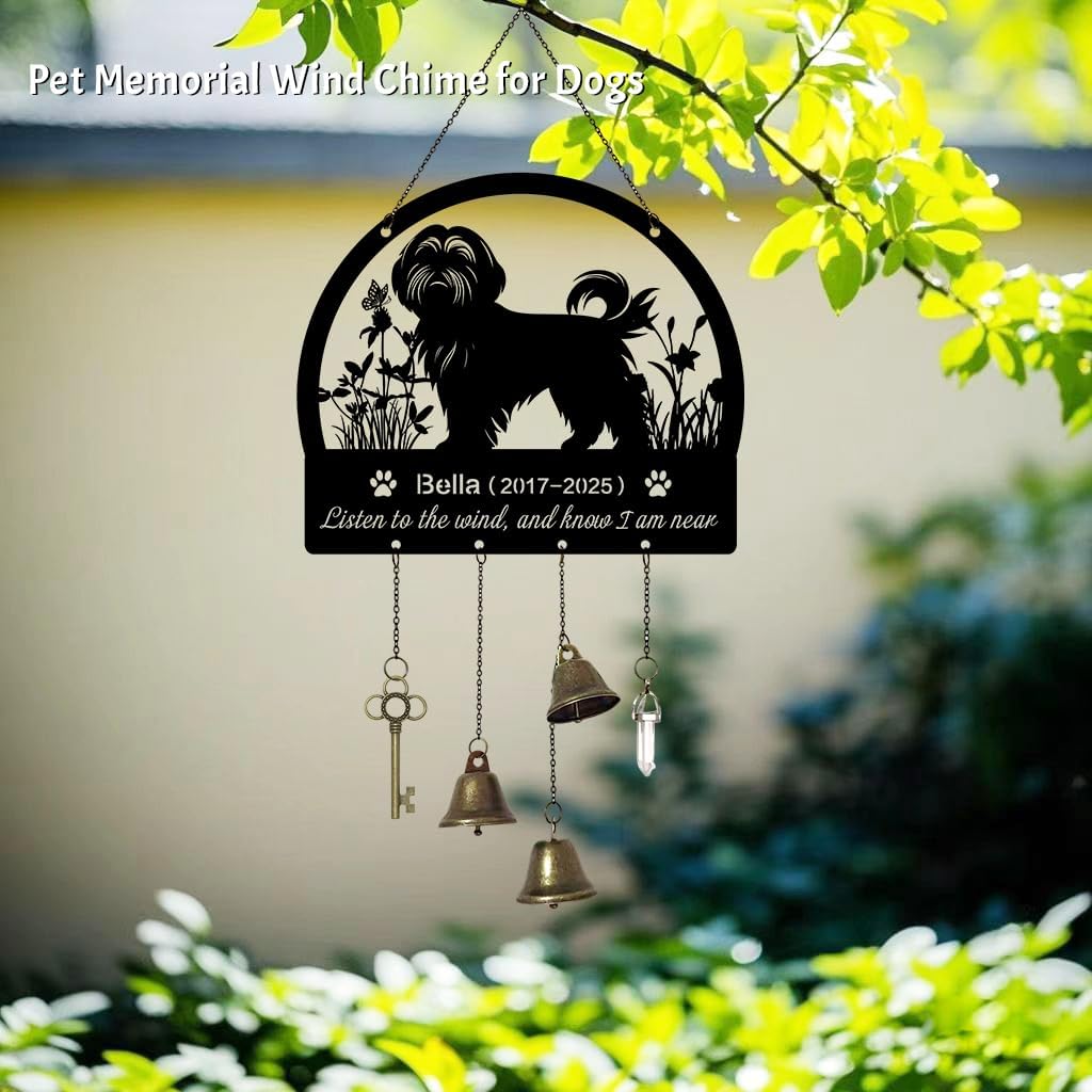 Customized Dog Memorial Gifts for Loss of Shih Tzu, Customized Pet Shih Tzu Sympathy Wind Chimes, Rottweiler Remembrance Gifts, Shih Tzu Bereavement Windchimes for Outdoor Patio Decor