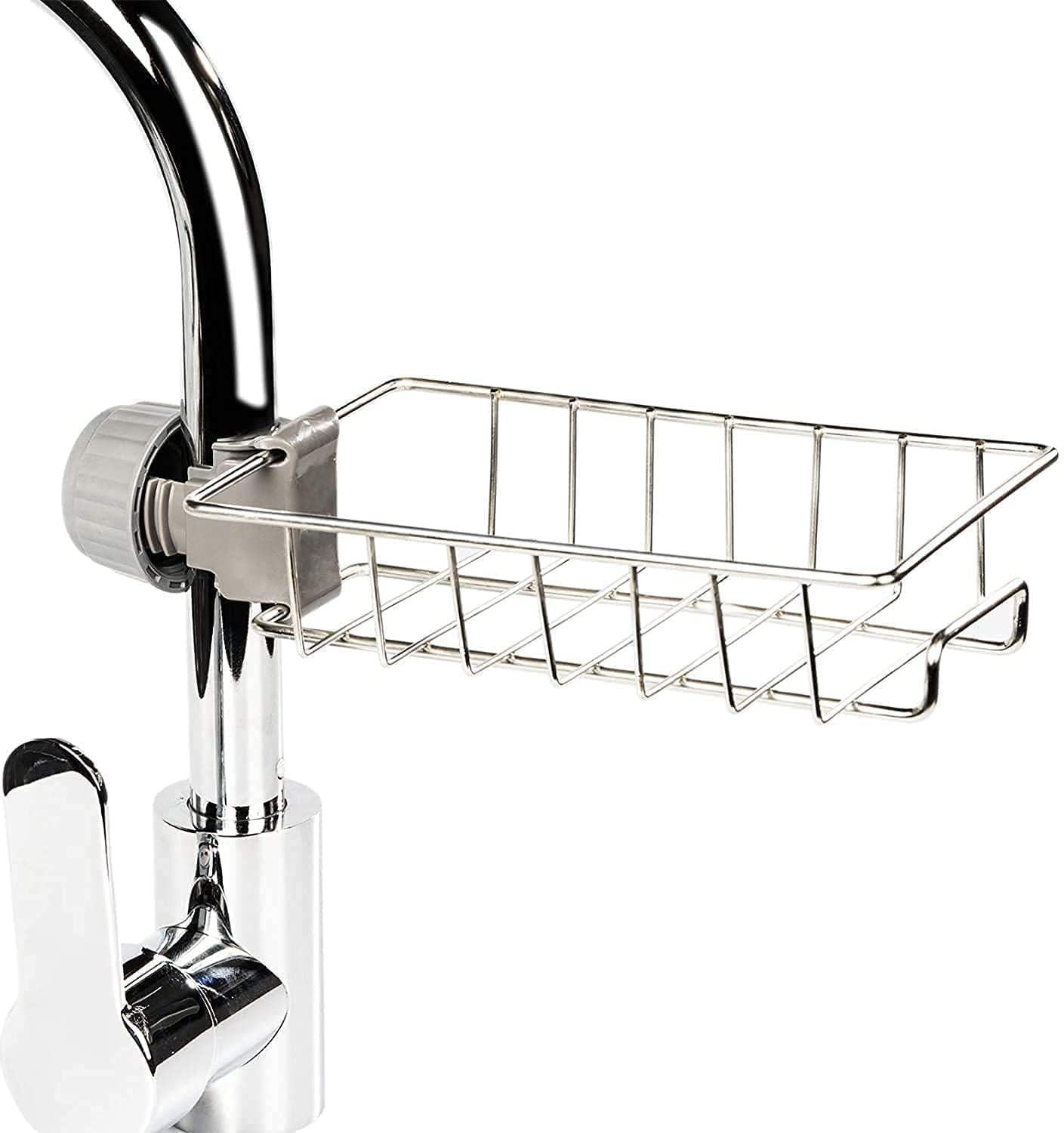 ARJ Kitchen Sink Sponge Holder – Over Faucet Stainless Steel Caddy for Soap, Brushes & Scrubbers – No Suction or Drilling Needed-image-10