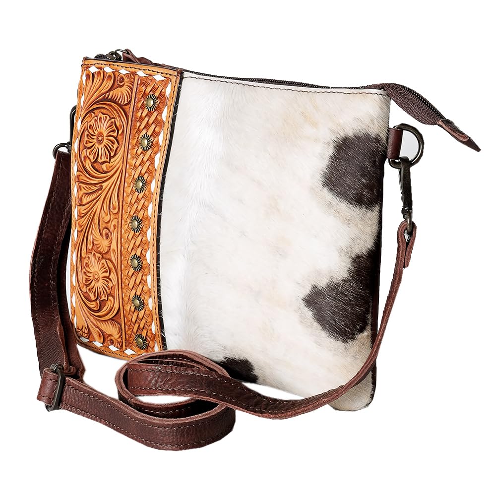 American Darling Beautifully Hand Tooled Hair-On Genuine Leather women bag western handbag purse