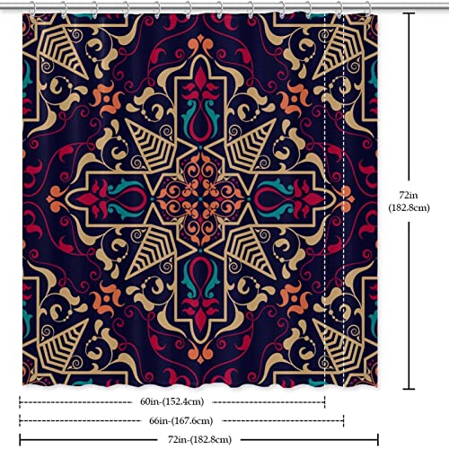Rideau de douche imprimé floral multicolore bohème grand format carré 183 x 183 cm