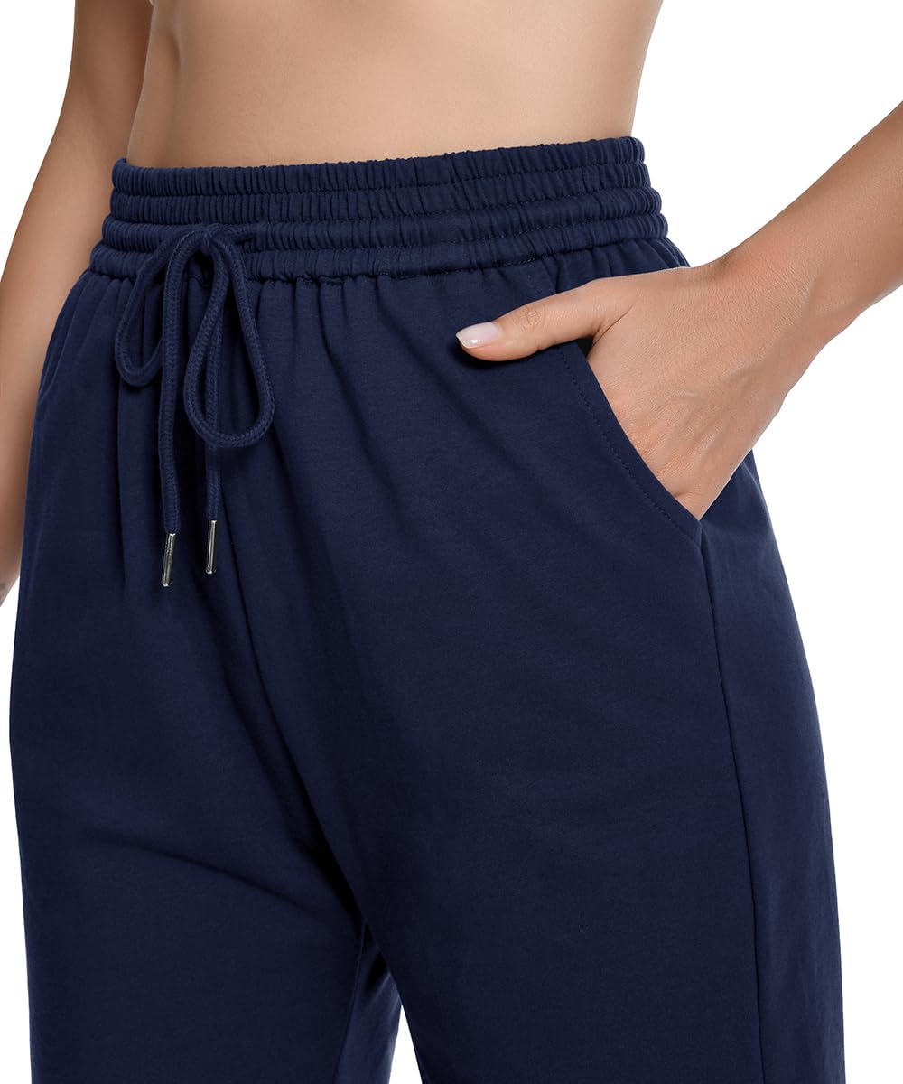 Auriviz Womens Sweat Shorts Loose Comfy Long Drawstring Lounge Bermuda Shorts with 3 Pockets - Image 4