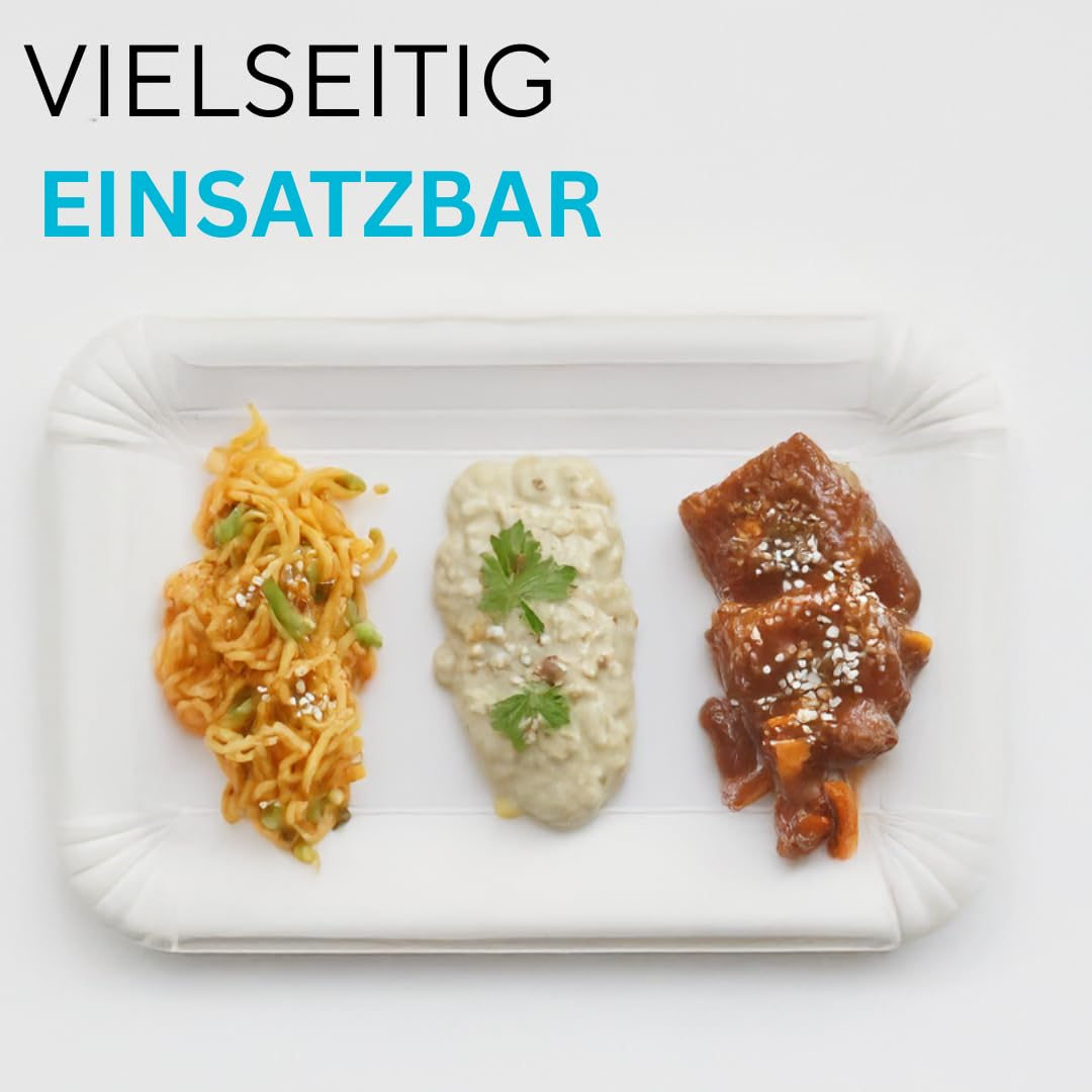 Enpack 1000 Pappteller eckig 18x26 cm weiß – stabile Einwegteller aus Frischfaserkarton, biologisch abbaubar – Kuchenteller & Party Teller für Geburtstag, Grillfest, Catering & Gastronomie