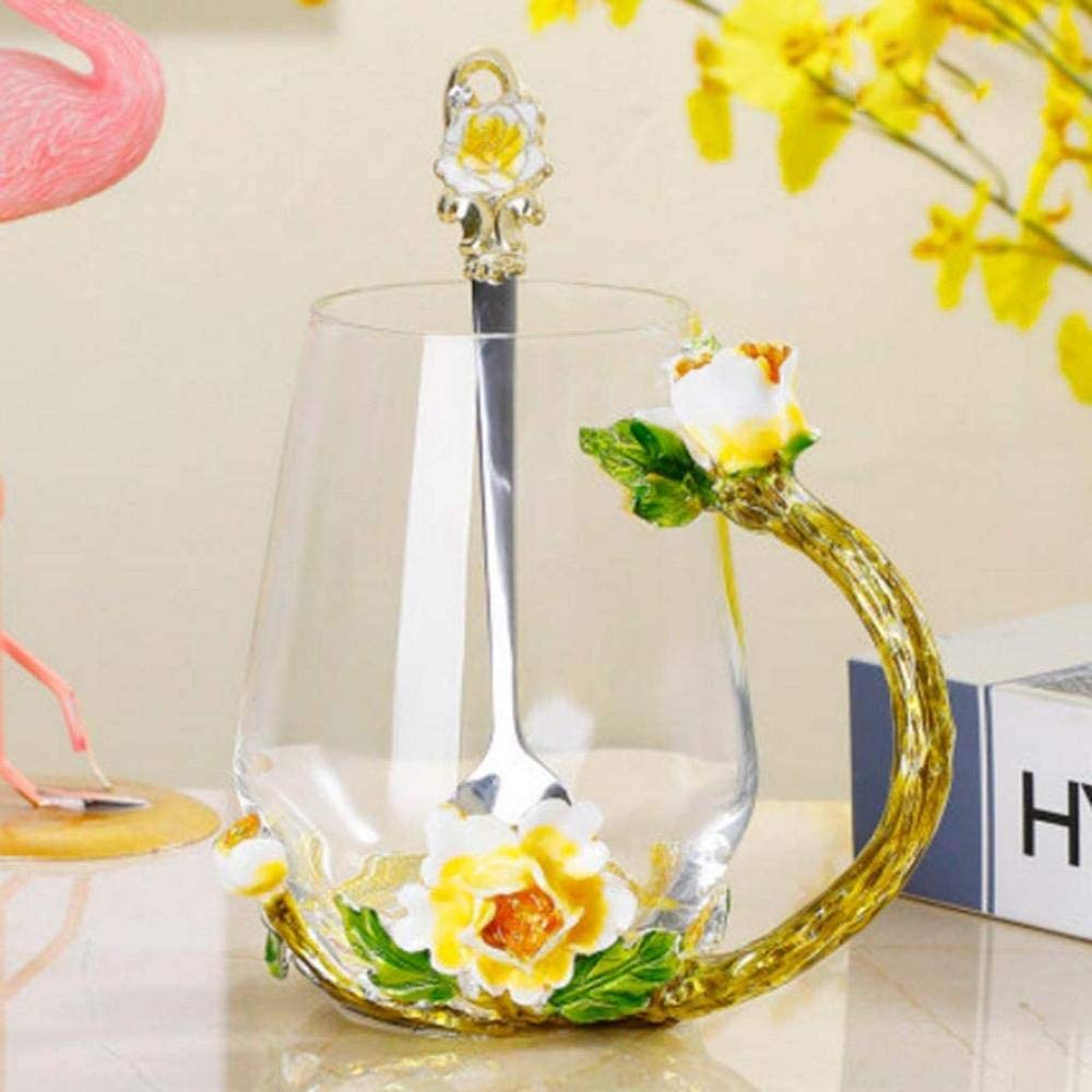 Tasse à café en verre émaillée et tasses à fleurs de thé design