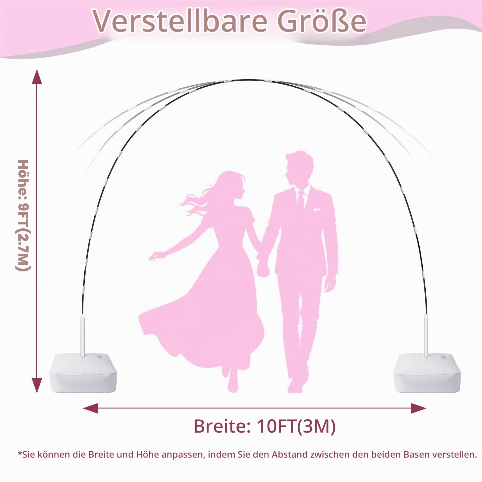PlusFive Ballonbogen mit Luftpumpe Elektrisch 600W, 2,7M Verstellbarer Luftballon Bogen & Luftballonpumpe Set für Party, Hochzeit und Geburtstag Dekoration