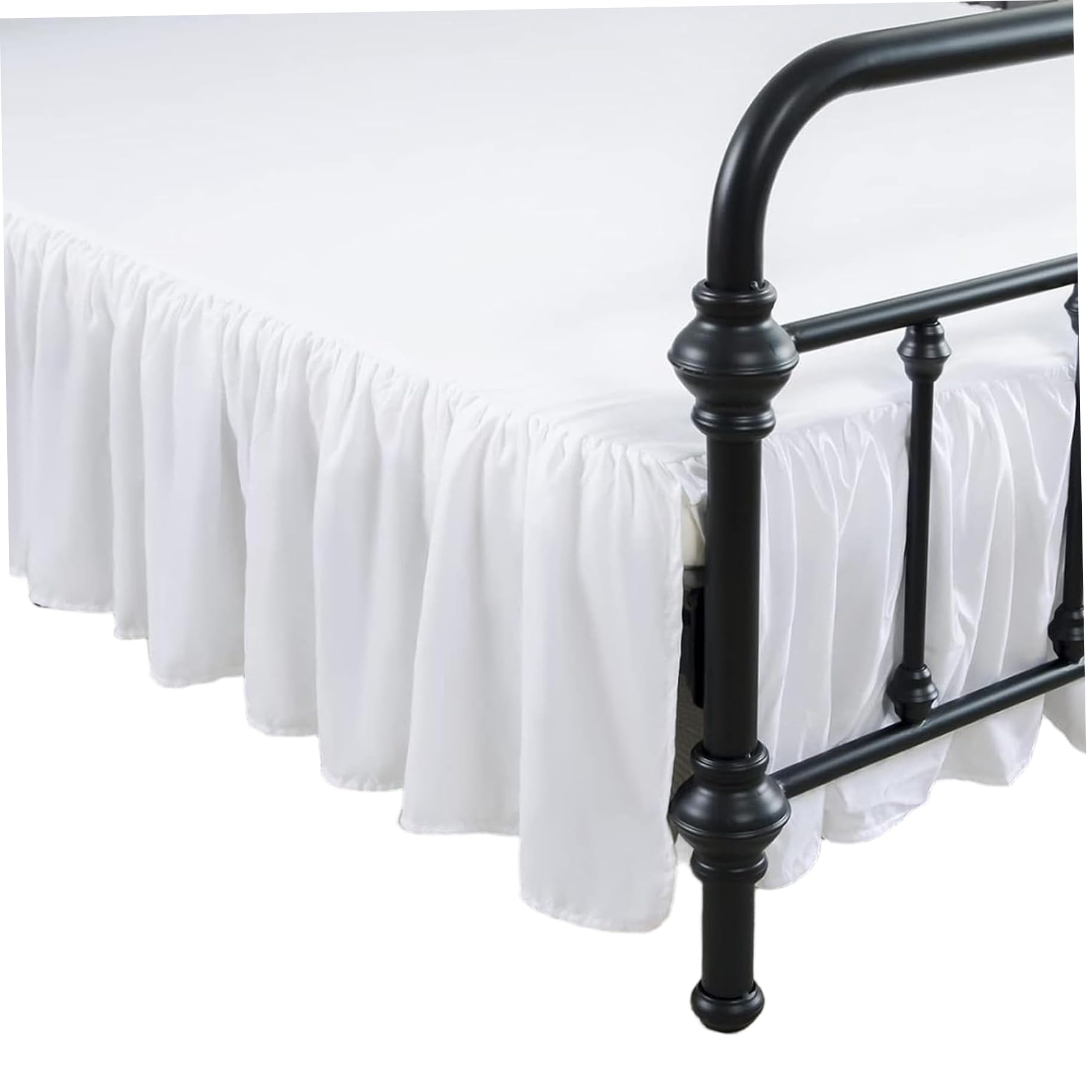 Ruffled Bed Skirt Full Size, White 21x30in 14 Inch Drop with Split Corners for Bedroom