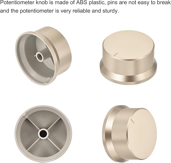 Amazon.co.jp_ uxcell ロータリーポテンショメータノブ 6mm穴径 プラムブロッサムシャフト スケール付き 0.9_ H x 1.8_ 直径 ライト金色 プラスチック電子制御キャップ ボリュームコントロール用 _ 産業・研究開発用品