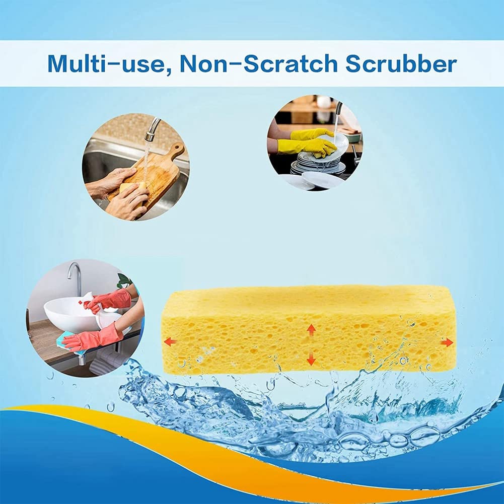Lizusidtsy Large Cellulose Sponges,Kitchen Sponges for Dish, Duty Scrub Sponges,Non-Scratch Dish Scrubber Sponge for Cookware 5 Pcs