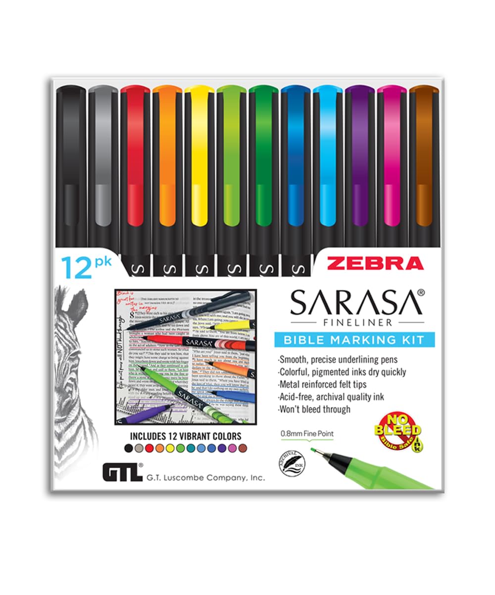 BISERA 3Pセット Amazon.com : Zebra Sarasa Fineliner Bible Marking Kit - Set of 12