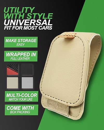 Miniatura 6 de Teoenix Soporte para lentes de sol para automóvil, paquete de 2 soportes para lentes de sol de automóvil, clip magnético de cuero para lentes de