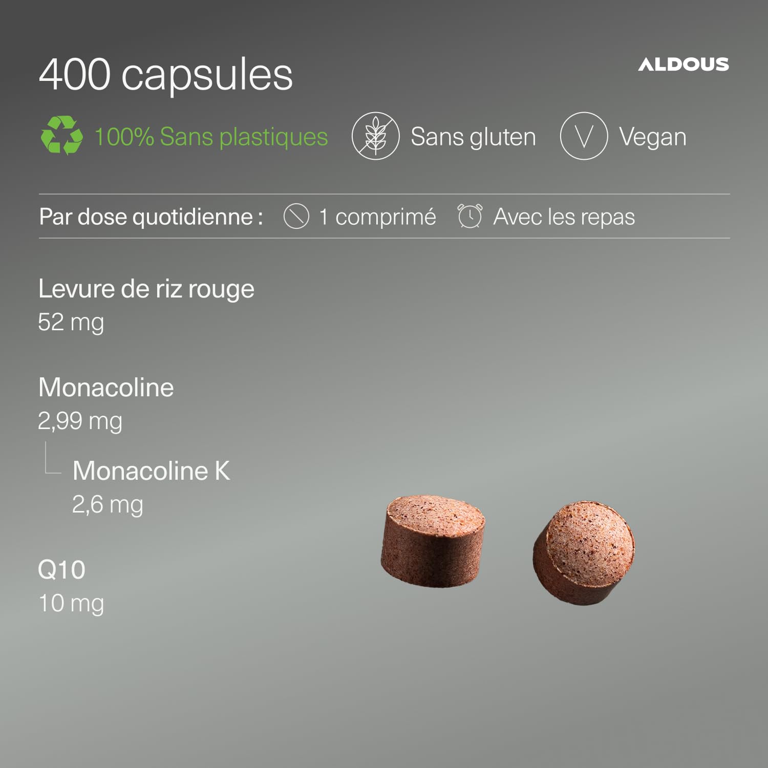 Levure de Riz Rouge avec Coenzyme Q10-400 comprimés (+1 an) -Pour le coeur | 2,99mg Monacoline pure - Favorise la circulation sanguine - Levure de Riz Rouge Cholesterol - Vegan - Complement alimentaire
