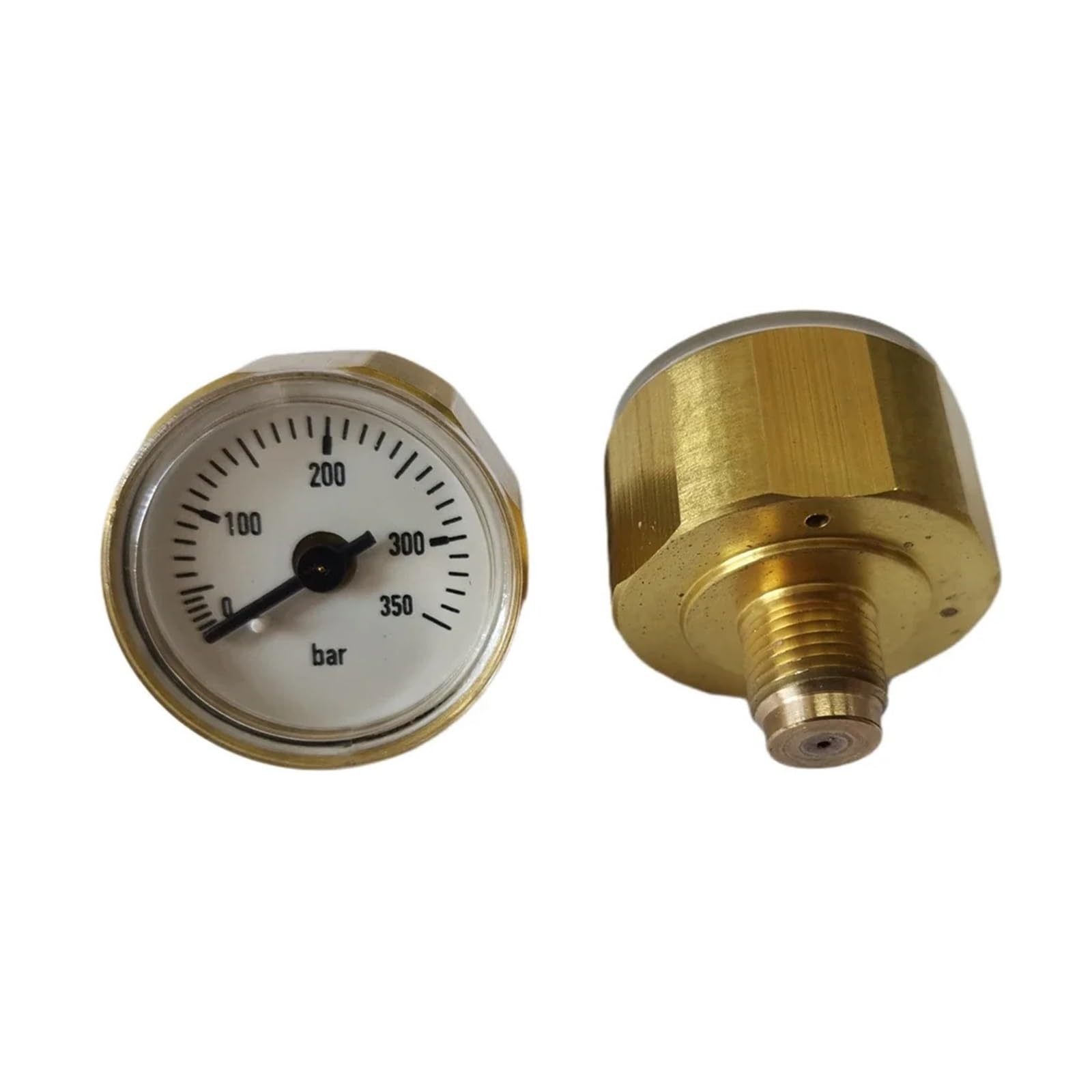 Manómetro, Manómetro de presión aire con esfera 28mm, 350bar, 5000psi, 1/8BSP, manómetro rosca M10(M10X1 White,No cover)