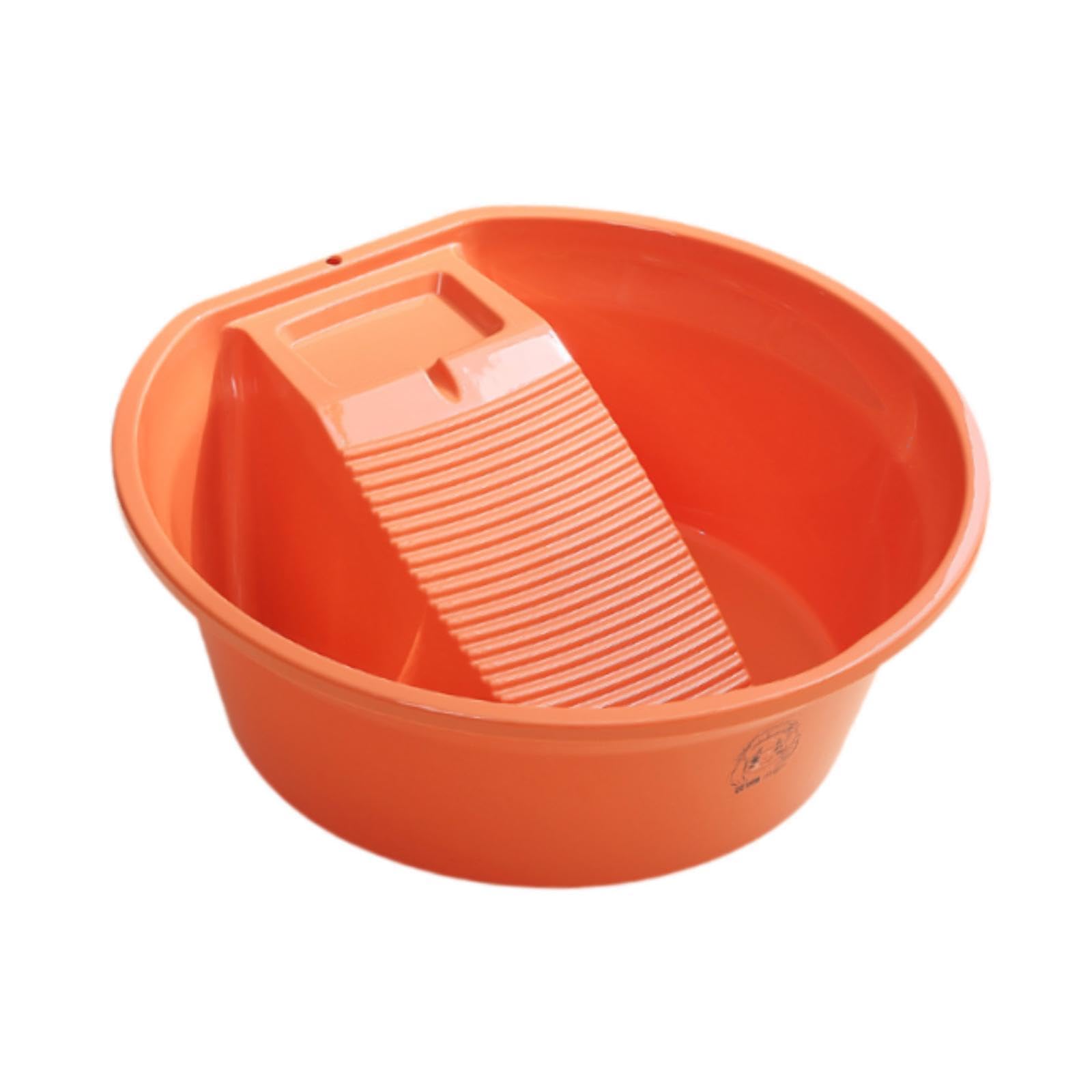 Lavabo Portátil con Cubeta de Lavado Estable Recipiente Práctico para Lavado a Mano Tabla de Lavar Integrada Accesorio para Higiene Personal Adecuado, Naranja, Individual