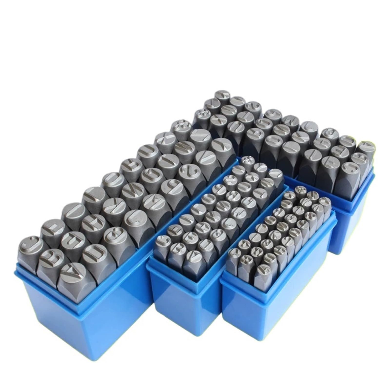 Set di strumenti per la stampa su metallo, Set di timbri for rivetti con numeri e lettere in acciaio 3-12 mm AZ 0-8 legato simboli(6mm English A-z)