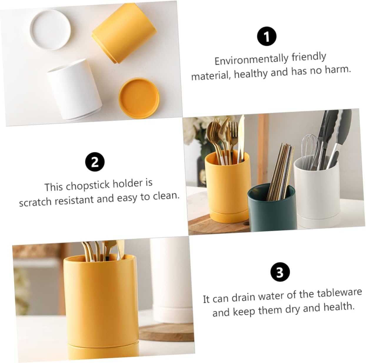 Zerodeko 1set Ceramic Chopstick Holder Base Multipurpose Kitchen Utensil Organizer for Chopsticks Spoons and More for Family Dinners and Easy Drainage Dishwasher and Microwave Safe