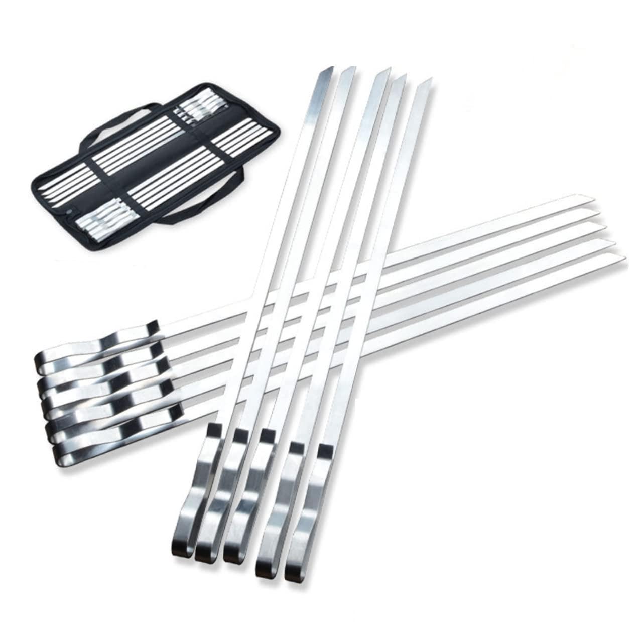 VICASKY Set di 10 spiedini piatti per barbecue e grigliate, robusti e durevoli per carne e verdure