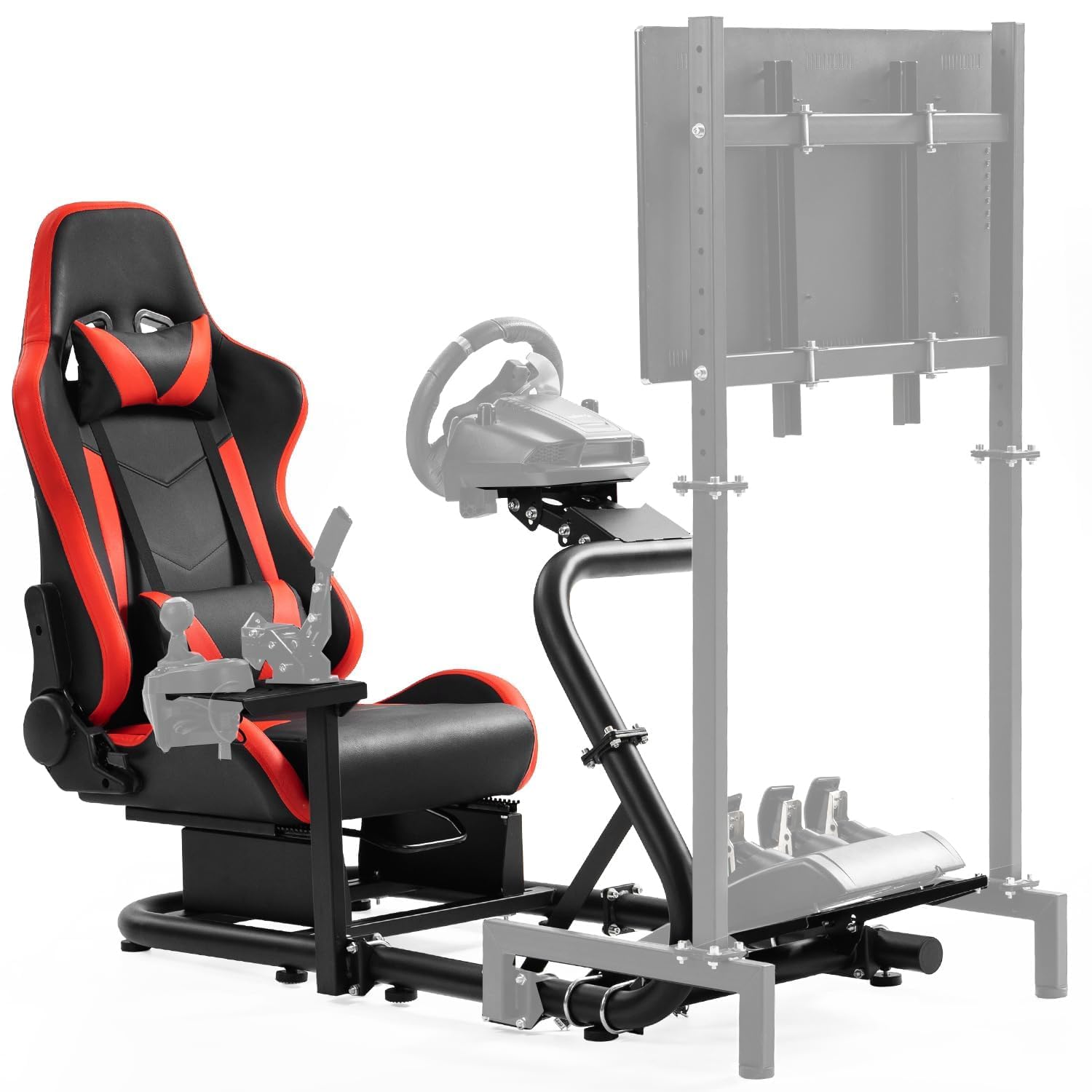 Minneer Racing Simulator Cockpit Universal Steering Wheel Stand with Seat suitable for Logitech G25 G27 G29 G920 G923 Thrustmaster T300 Fanatec, Racing wheel, Pedal not Include