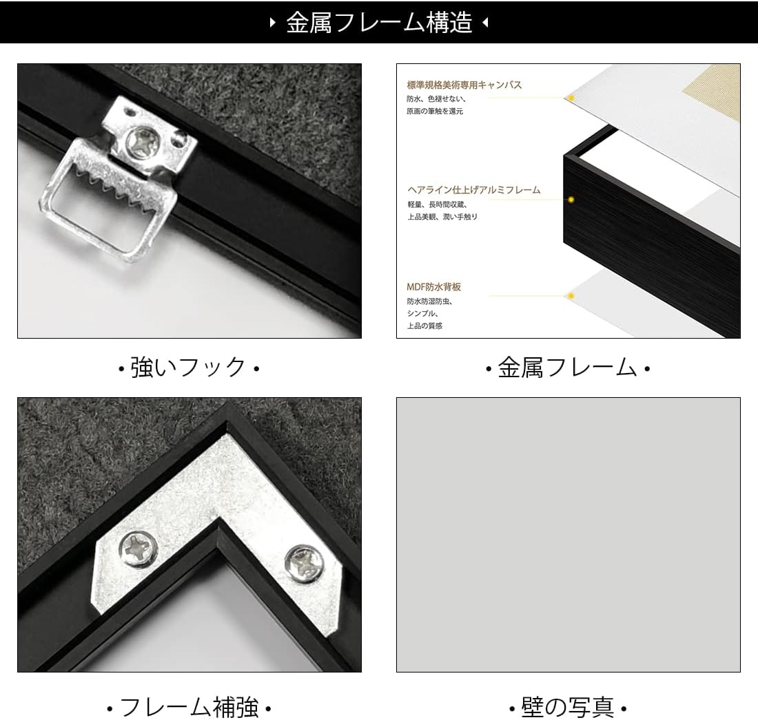 ゴッホ アートパネル 4枚セット 飾り絵 風景画 ポスター アルミ合金 フレーム 壁掛け パネル モダン アートボード 絵画 インテ