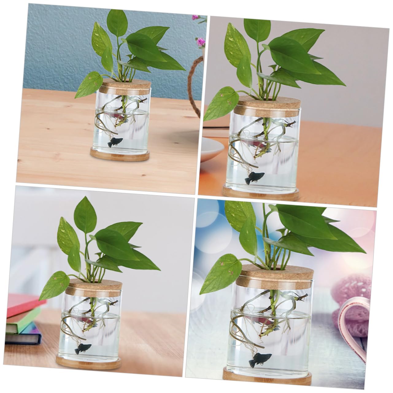 ORFOFE Bouchons en Liège et Matériau Naturel avec Trou Central Lot de 6 Design Polyvalent pour Vase en Verre Hydroponique pour Terrariums et Jardins Miniatures