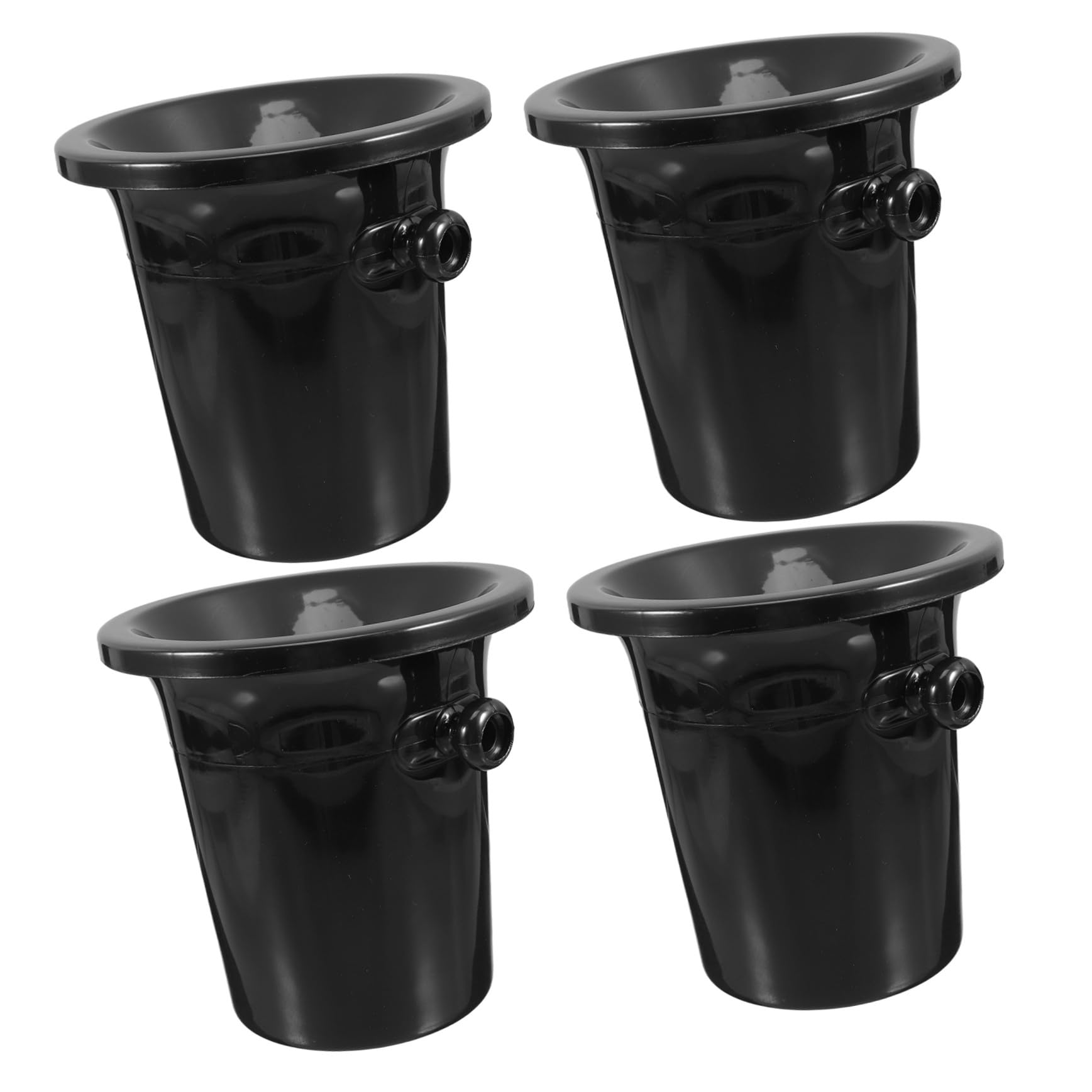 Escupidera de Vino Redonda Negra de Plástico, 4 Piezas | Asas Dobles, Estilo Occidental y Acabado Suave, para Bares y Tiendas Especializadas en Vino
